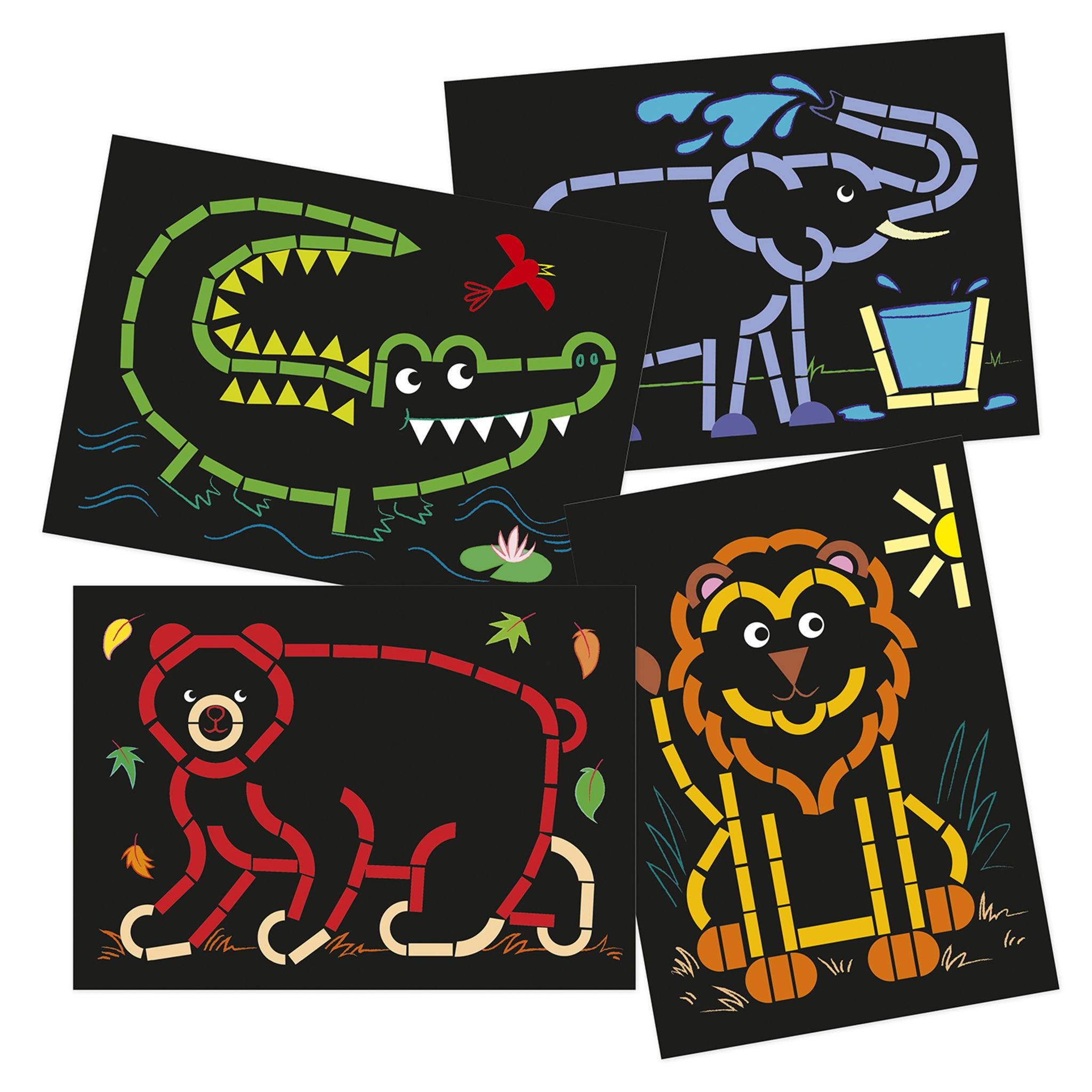 Maildor 10x Kreativset Sticker, 14,8x21 cm, Wildtiere Mehrfarbig AF037C