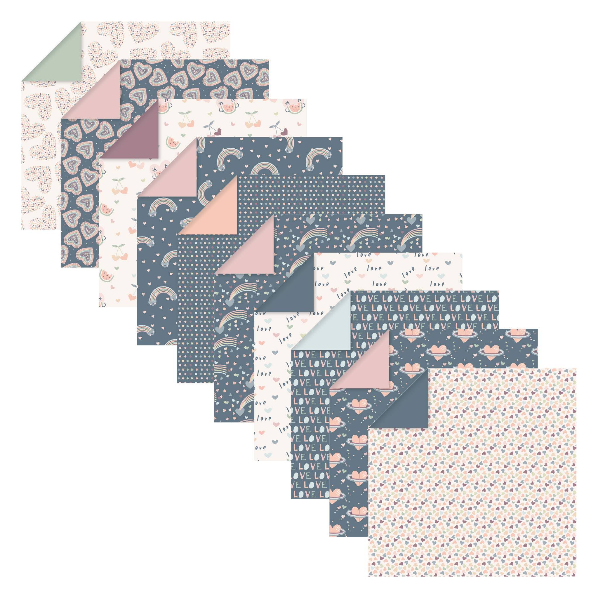 Clairefontaine 5x Origami,Pack 15x15 cm 60 Bl 70g, Little Love Mehrfarbig 95356C