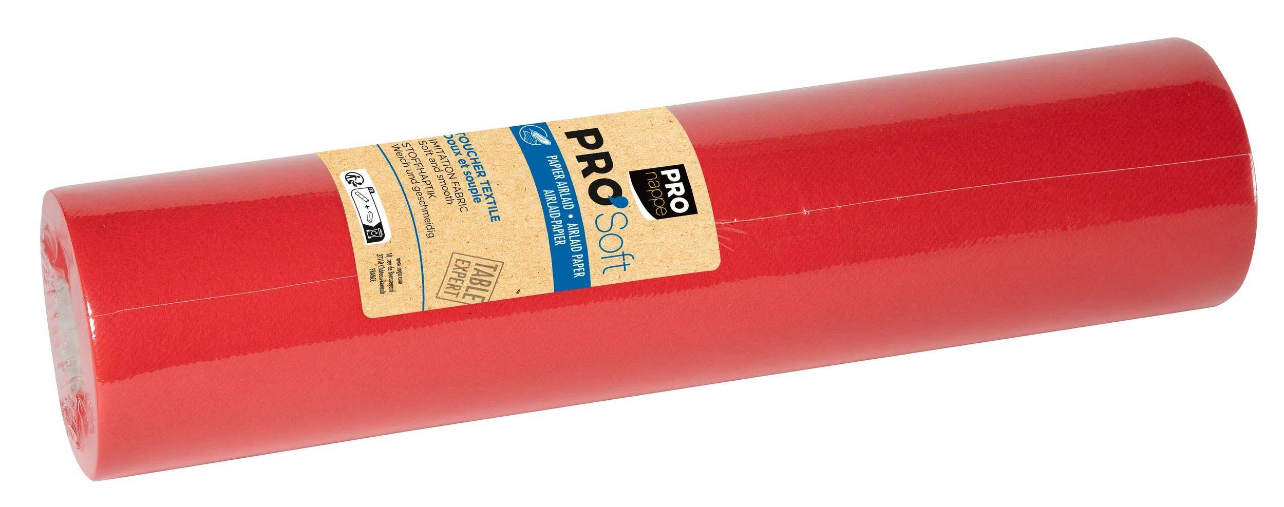 Pronappe 4x Tischläufer auf Rolle, nicht gewebt, Airlaid 24x0,40m Rot R532409I