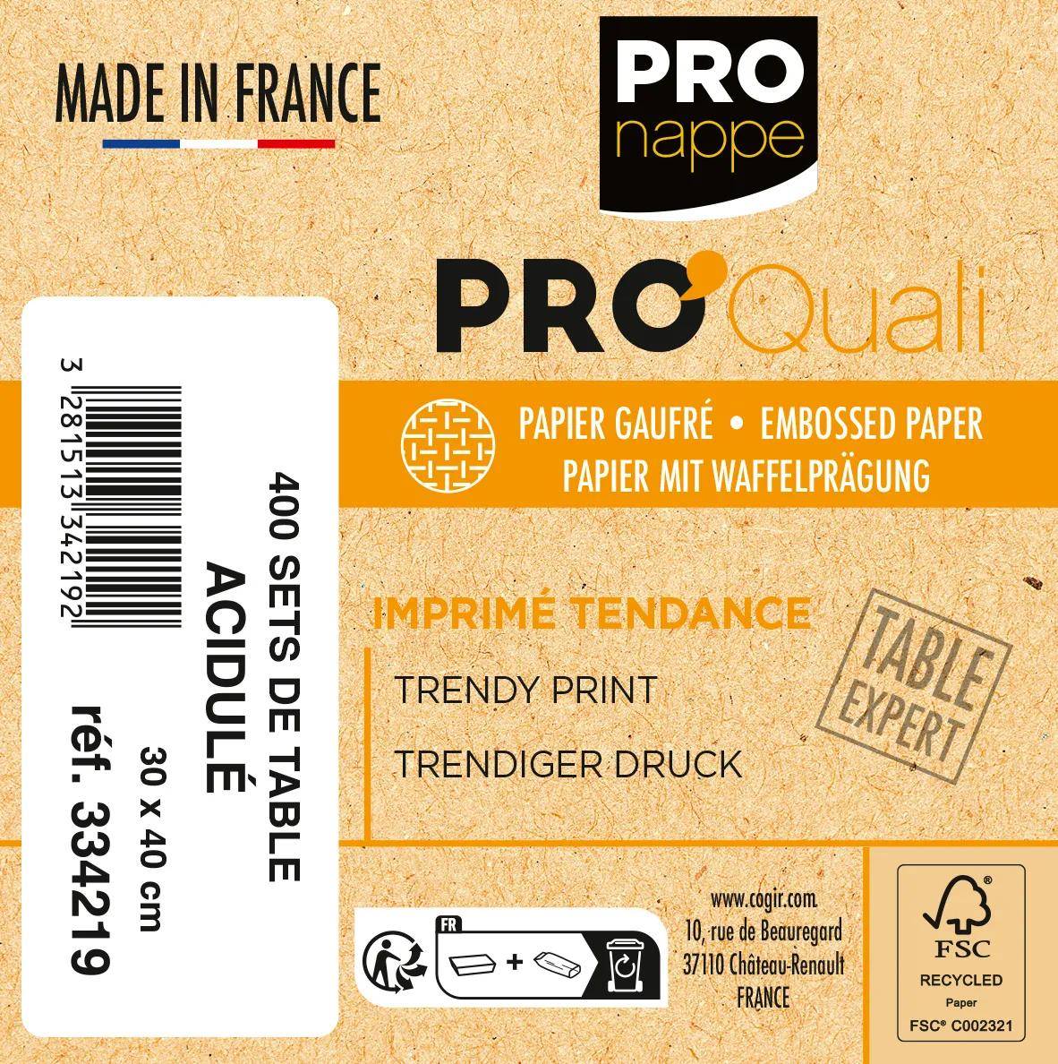 Pronappe Schachtel 400 Dekor-Tischsets, RC 80g 30x40cm Peppig/grell 334219I