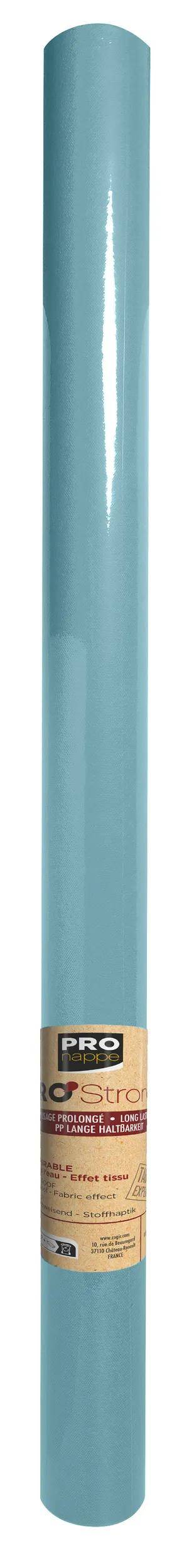 Ein hellblaues strukturiertes zylindrisches Objekt füllt den Rahmen aus und stellt wahrscheinlich eine Rolle aus Material wie Stoff oder Tapete dar.