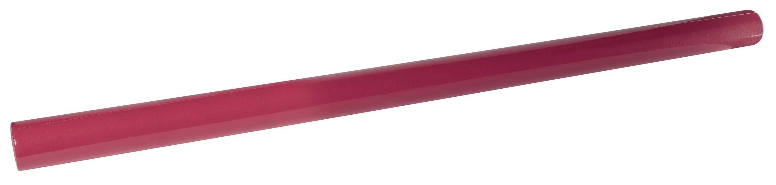 Ein langer, zylindrischer roter Gegenstand mit glatter Oberfläche, der typischerweise als Schaumstoffrolle für Übungen oder Physiotherapie verwendet wird.