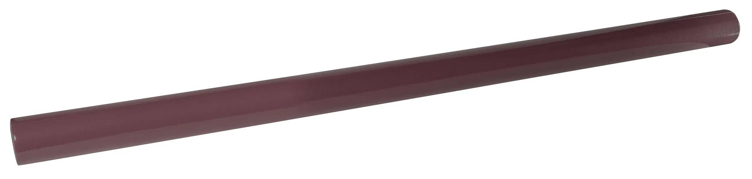 Ein horizontales zylindrisches Objekt, möglicherweise ein Stock oder eine Stange, mit einer glatten dunkelroten Oberfläche.