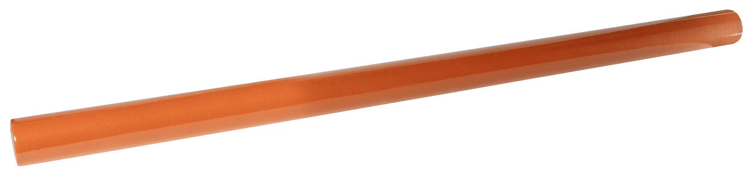 Ein orangefarbener zylindrischer Stab mit glänzender Oberfläche, möglicherweise eine Nahaufnahme eines Teils von Spielplatz- oder Fitnessgerät.