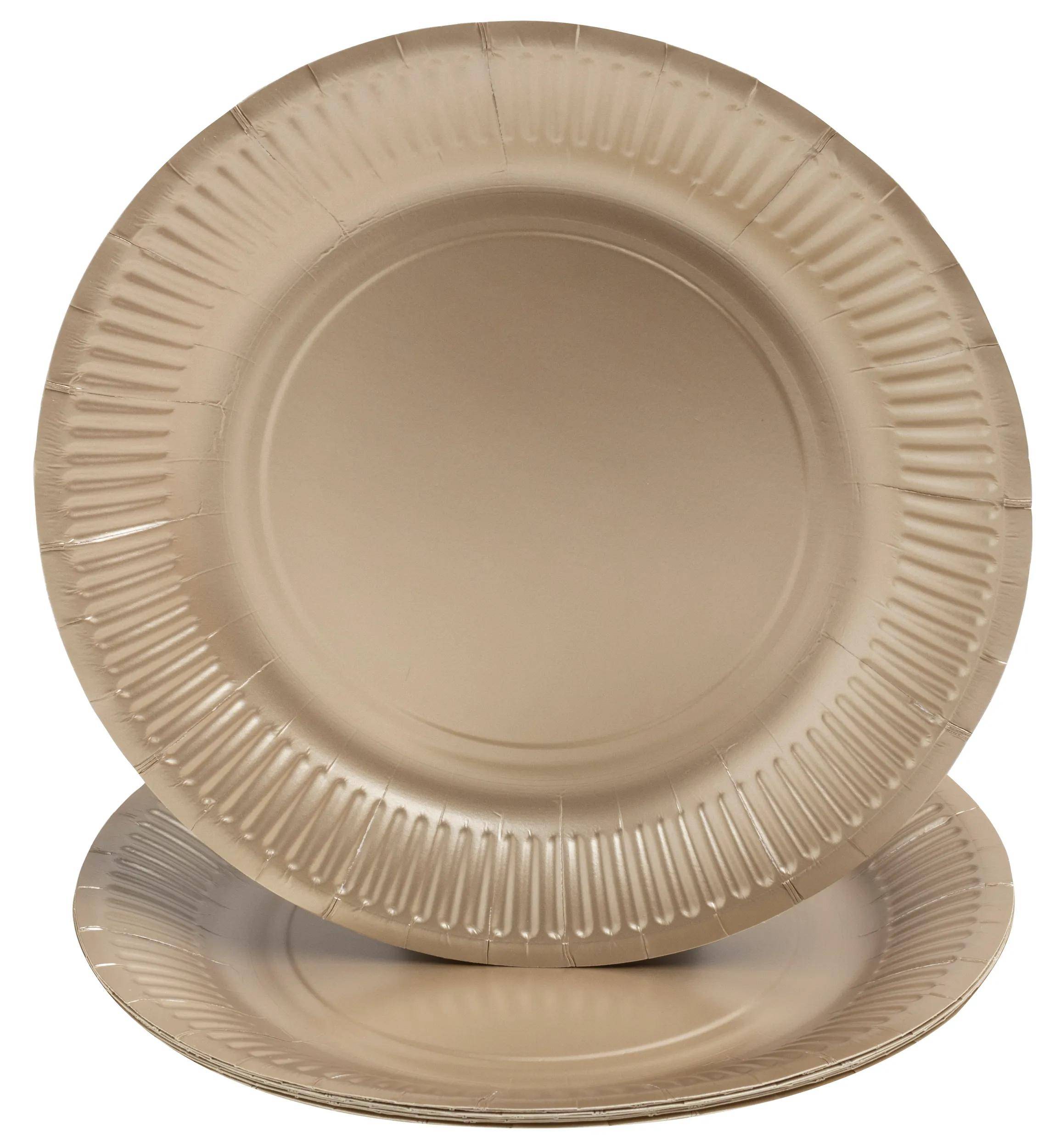 Pronappe 35x Runde Pappteller, 10 St Ø 23 cm, 100% plastikfrei, Gold 79310I