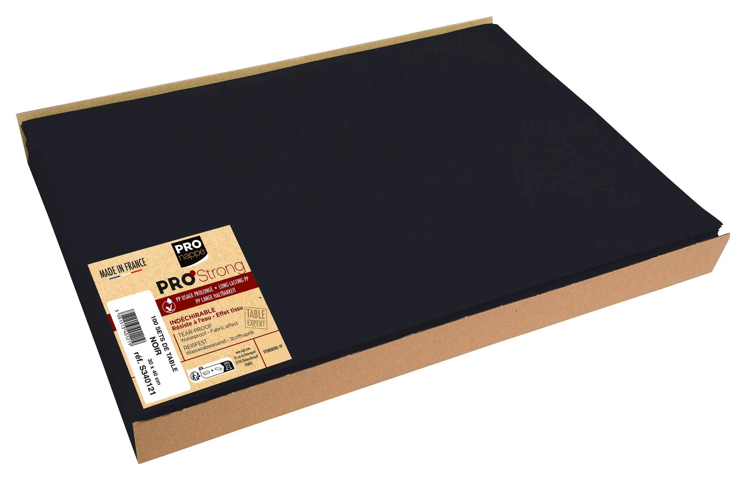 Pronappe 5x 100 Tischsets, Spunbond, einfarbig Format 30x40cm Schwarz S340121I