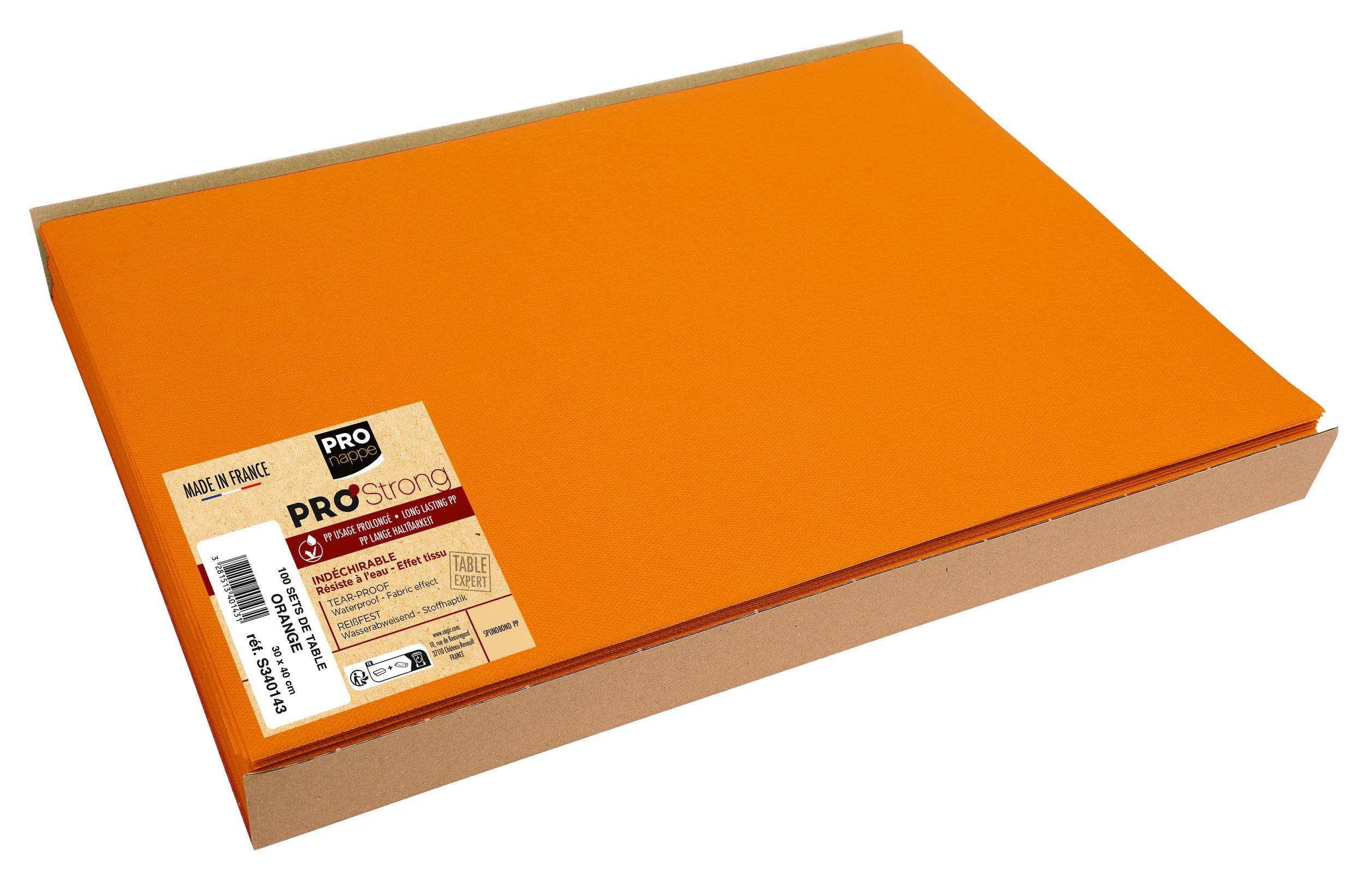 Pronappe 5x 100 Tischsets, Spunbond, einfarbig Format 30x40cm Orange S340143I