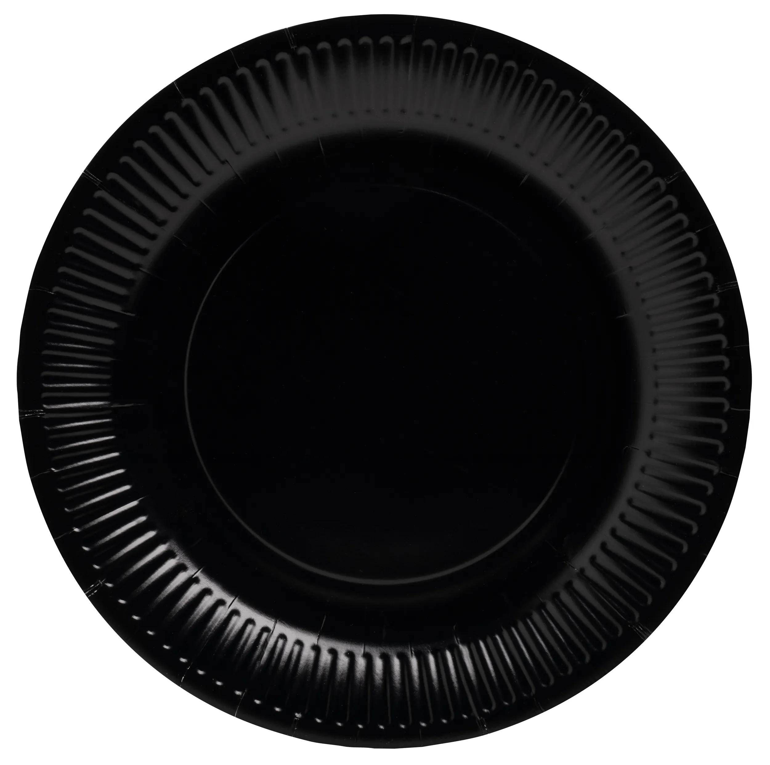 Pronappe 25x Runde Pappteller, 20 St Ø 23 cm, 100% plastikfrei Schwarz 79211I