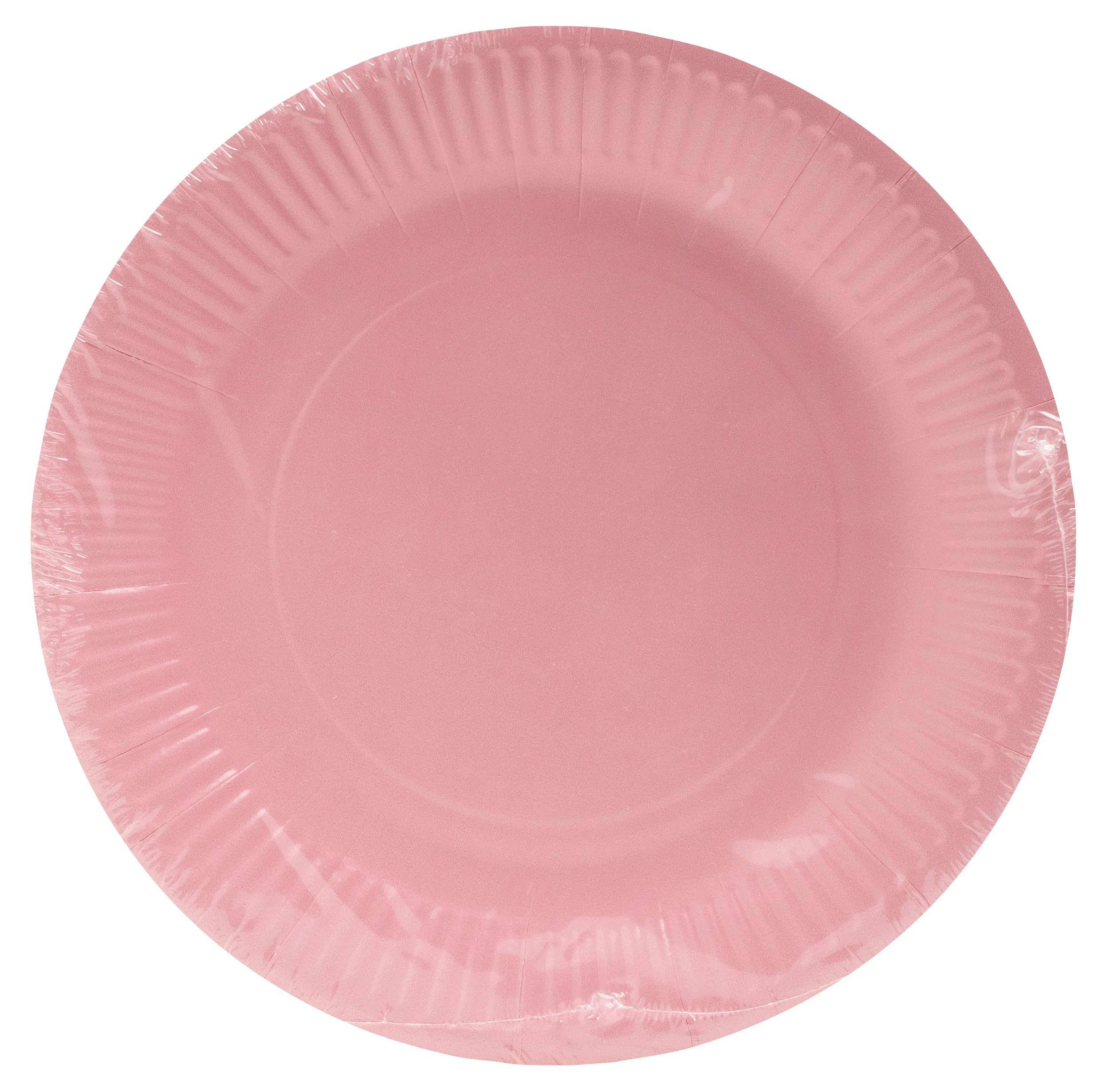 Pronappe 25x Runde Pappteller, 20 Stück, Ø 23 cm, 100% plastikfrei Rosa 79214I