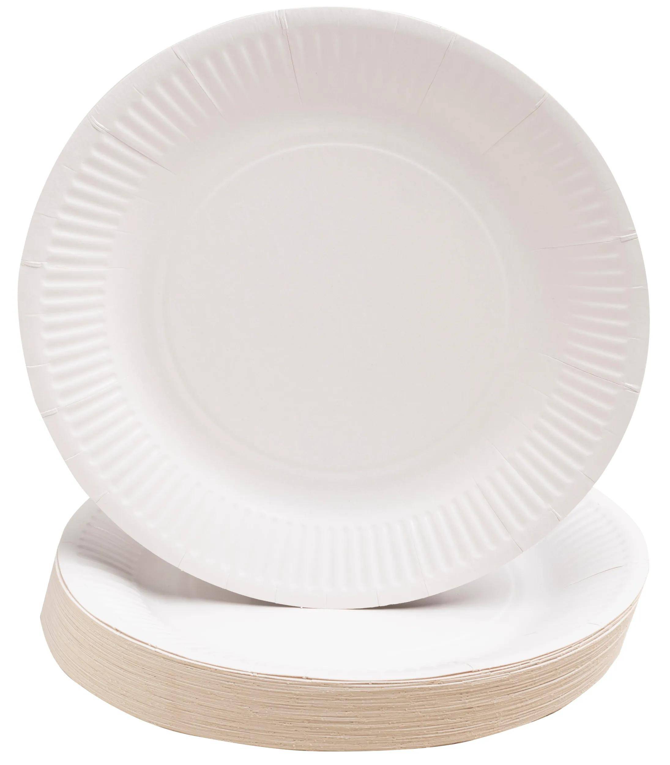 Pronappe 10x Runde Pappteller, 50 Stück, Ø 23 cm, 100% plastikfrei Weiß 79110I