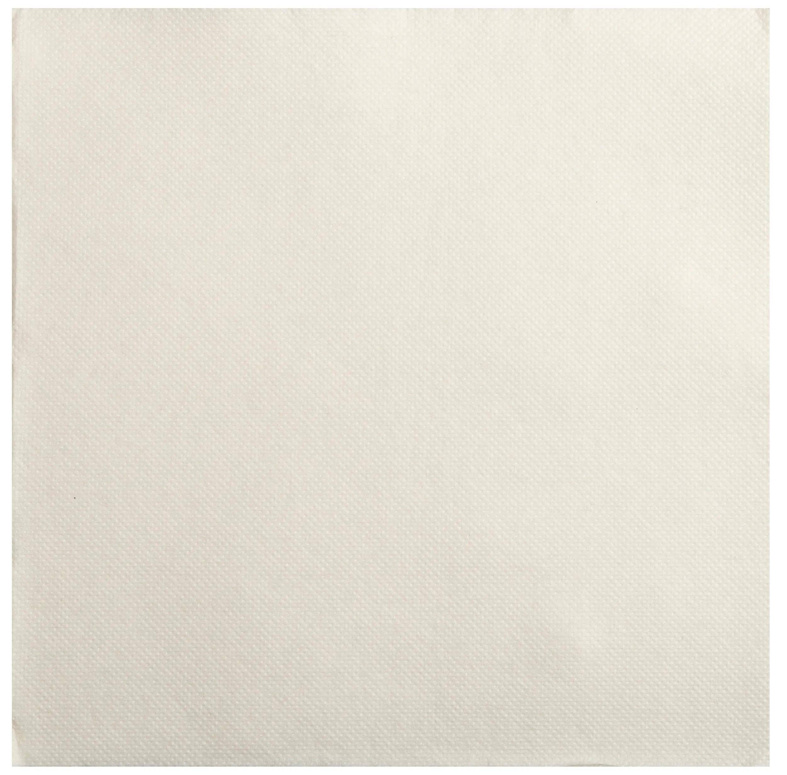 Eine schlichte, cremefarbene Papierserviette mit einer feinen Textur, vor neutralem Hintergrund dargestellt.