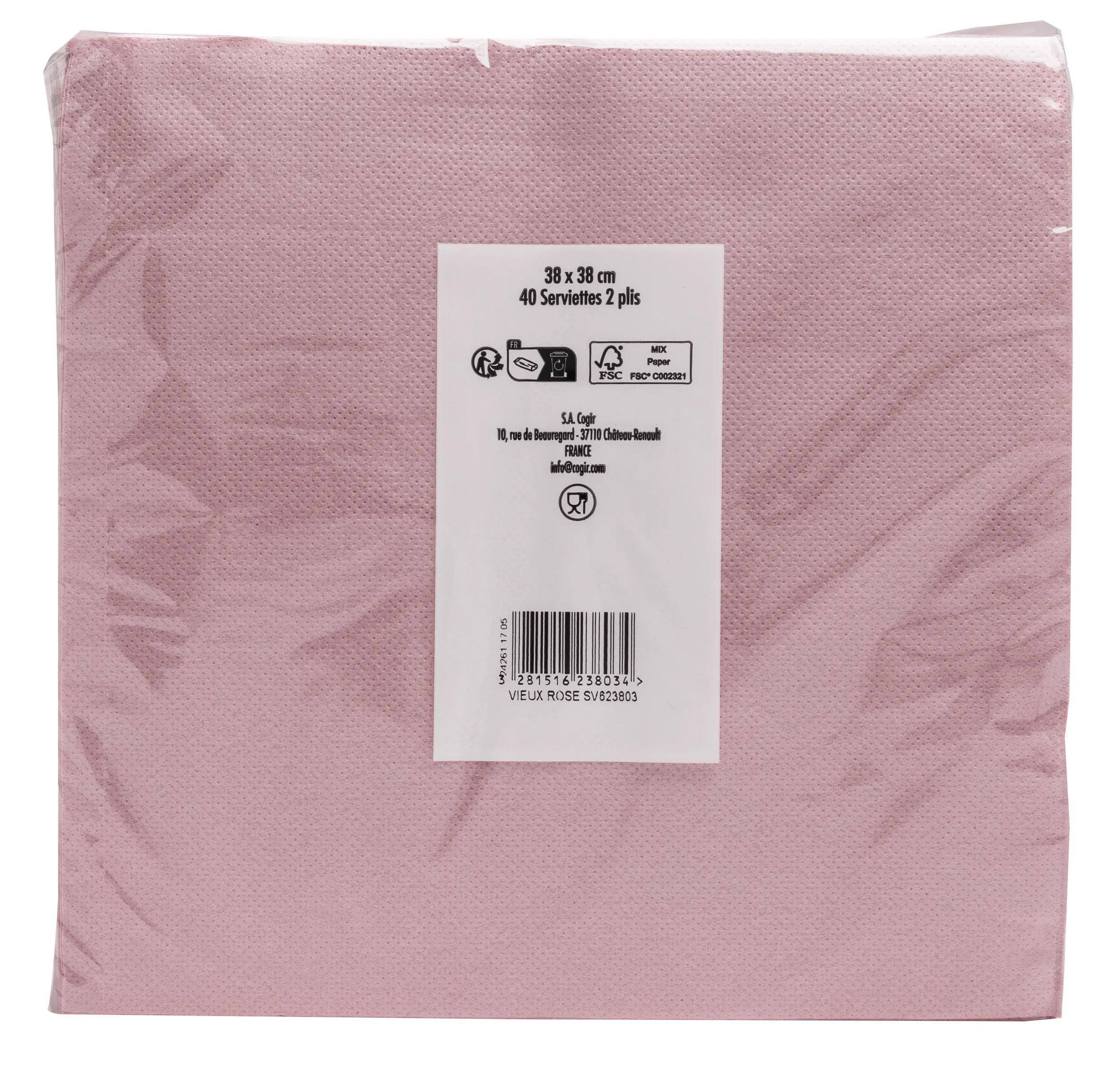 Pronappe 30x Pack 40 Servietten Tissue, 2-lagig 38x38cm Altrosa SV623803I