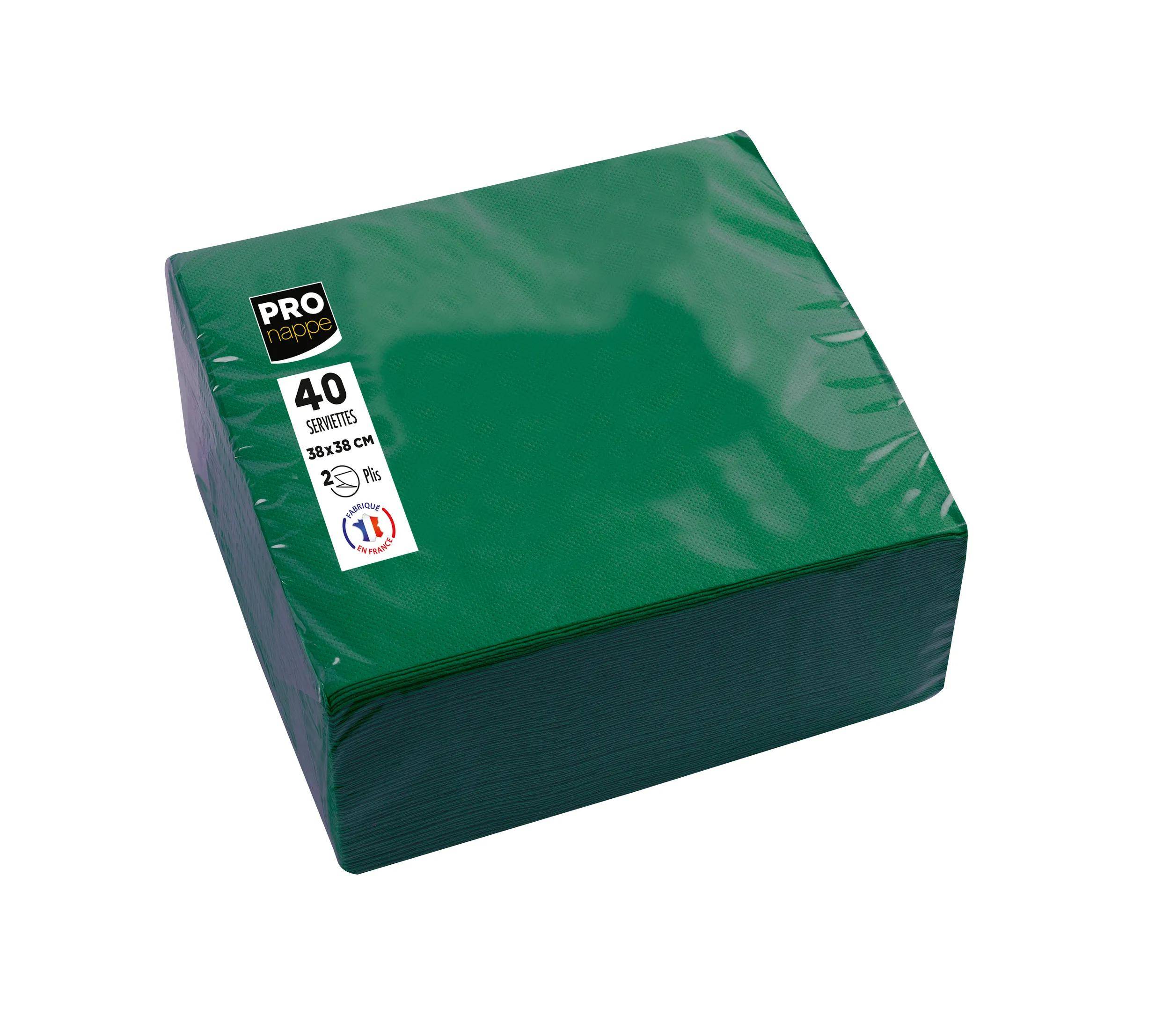 Grüne Servietten, 40er Pack, Größe 33x33 cm, 2-lagig, Marke Pro Nappe