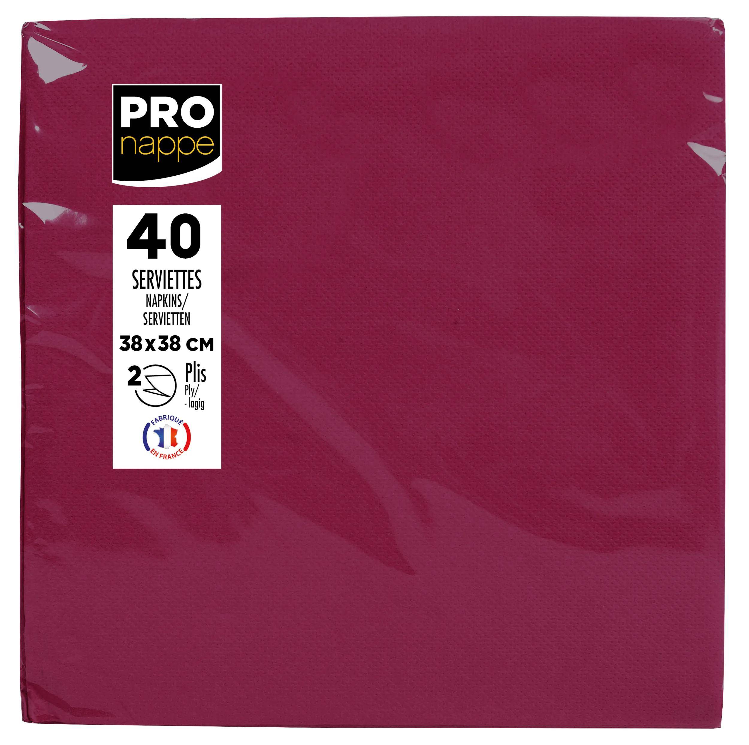 Pronappe 30x Pack 40 Servietten Tissue, 2-lagig 38x38cm Bordeauxrot SV623808I