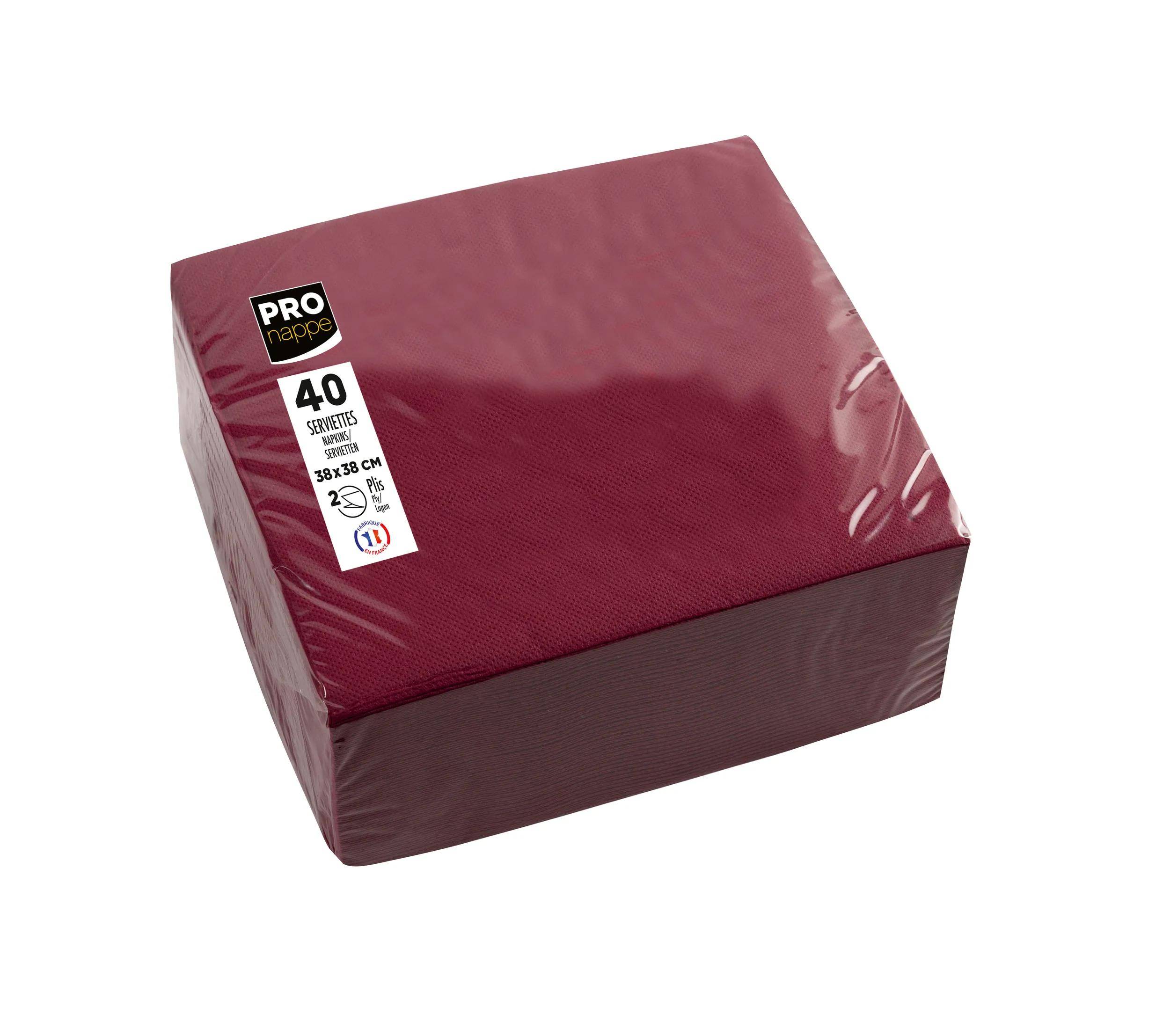 Pronappe 30x Pack 40 Servietten Tissue, 2-lagig 38x38cm Bordeauxrot SV623808I