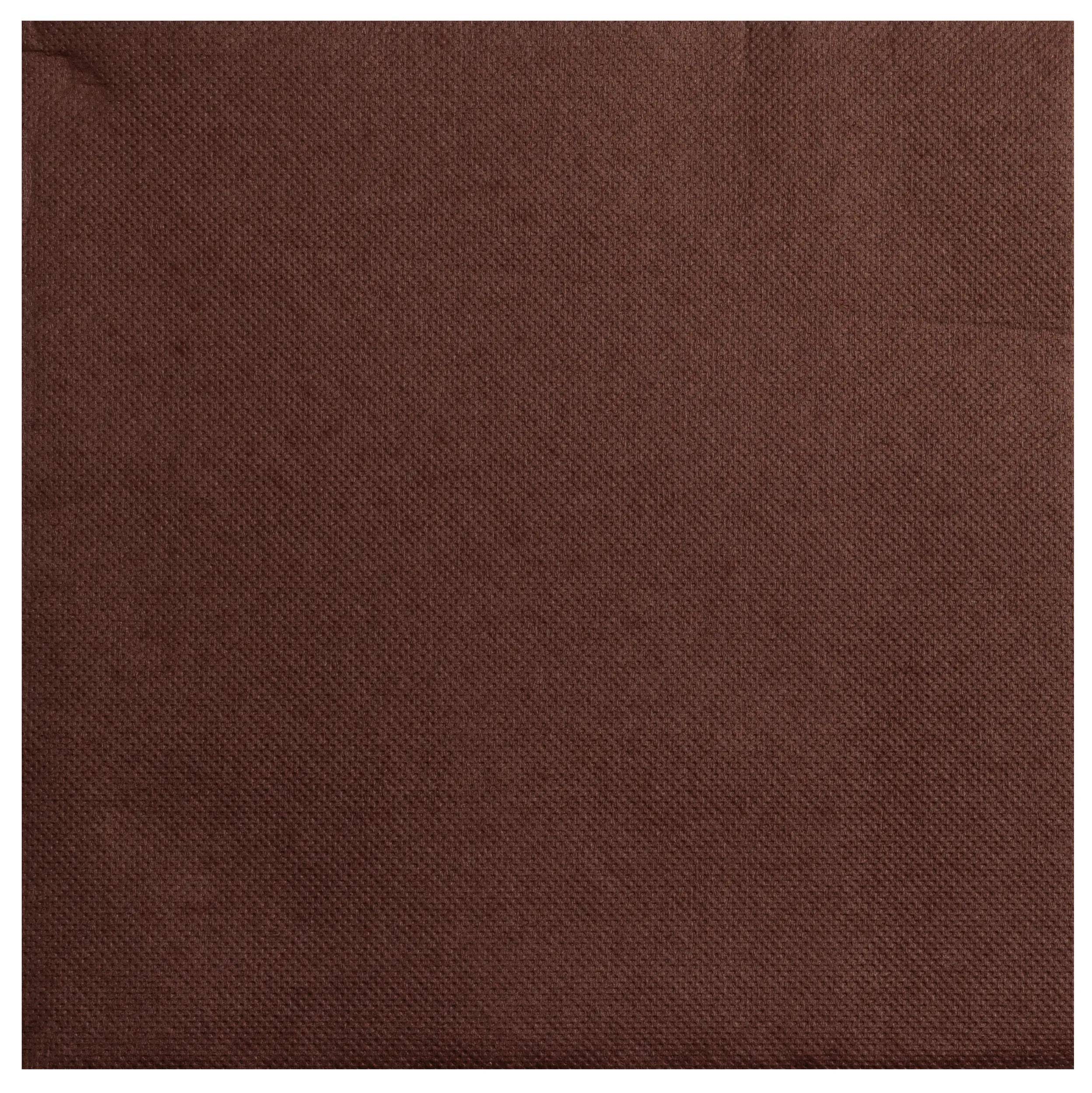 Ein dunkelbraunes, strukturiertes Textilgewebe mit einer leicht rauen Oberfläche, in einer Nahaufnahme dargestellt.