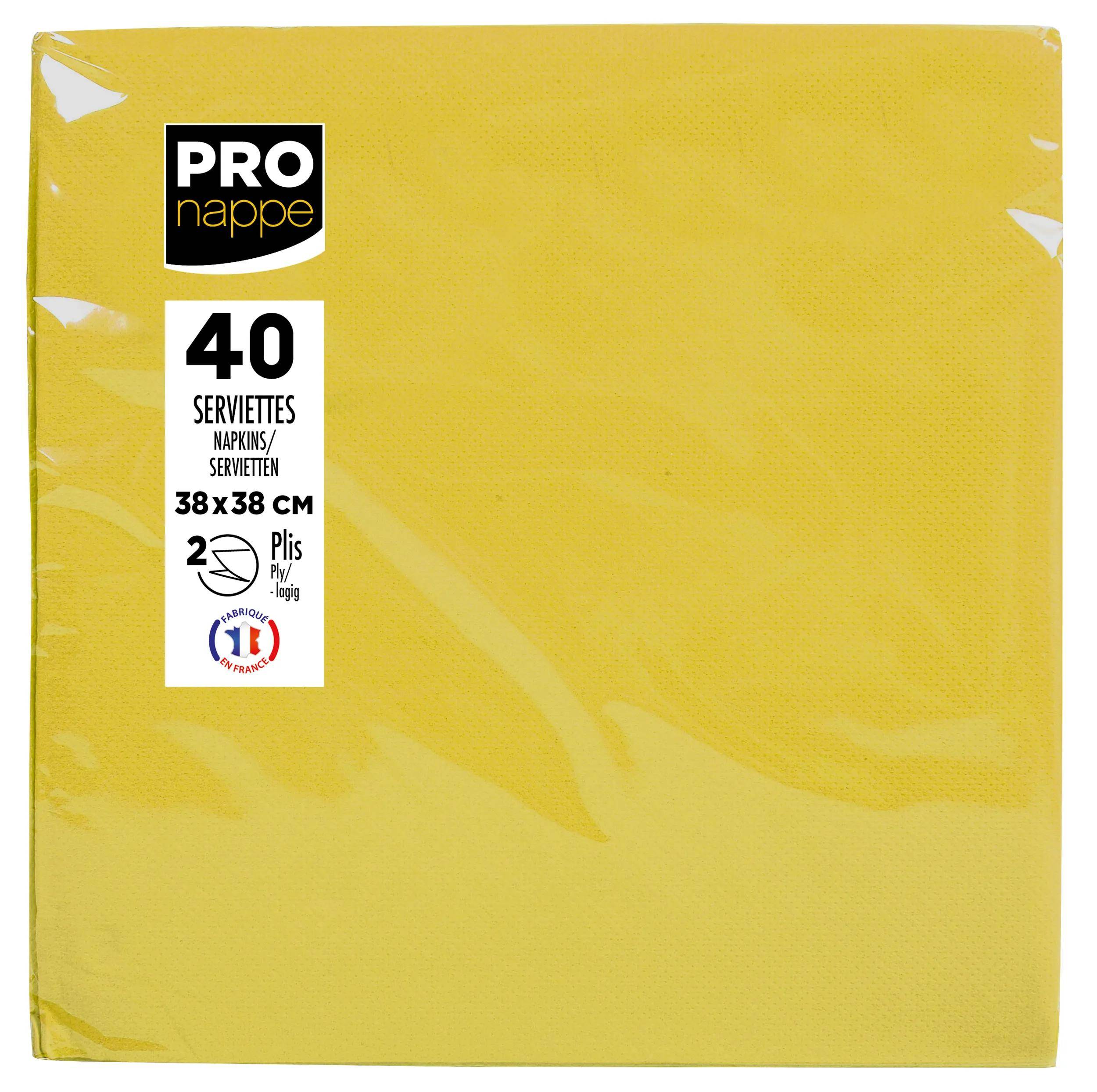 Pronappe 30x Pack 40 Servietten Tissue, 2-lagig 38x38cm Gelb SV623824I