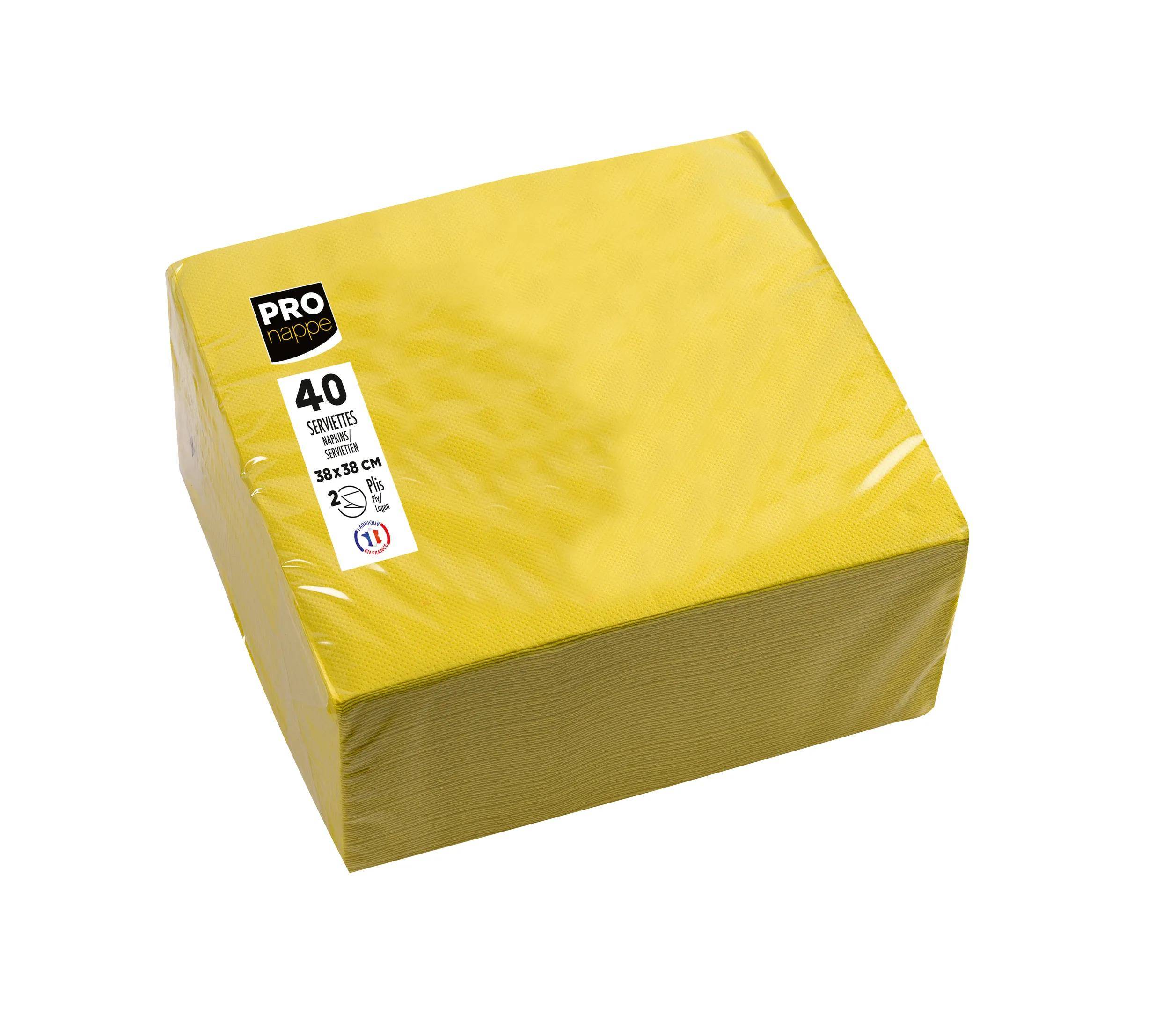 Pronappe 30x Pack 40 Servietten Tissue, 2-lagig 38x38cm Gelb SV623824I