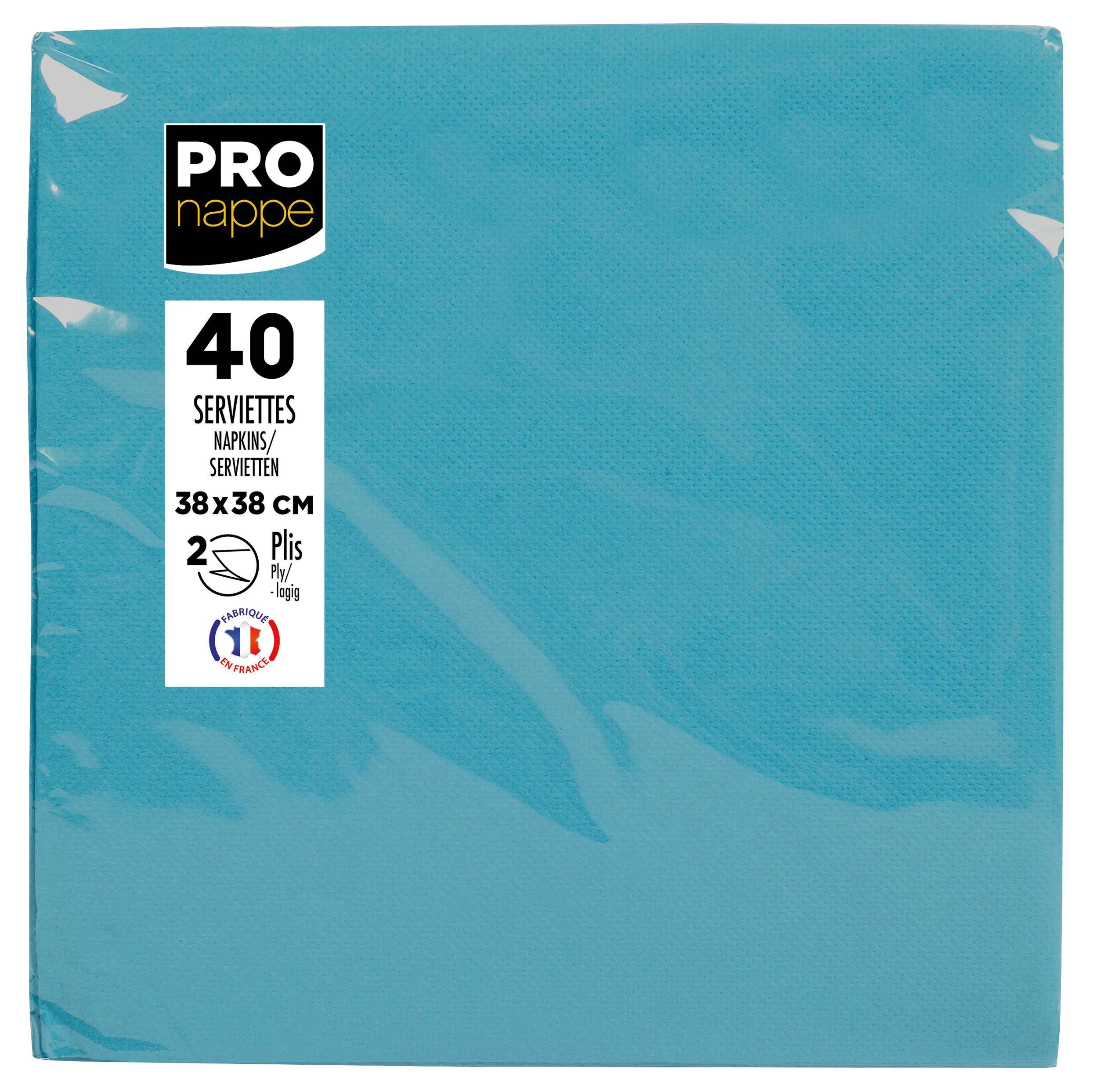 Pronappe 30x Pack 40 Servietten Tissue, 2-lagig 38x38cm Türkis SV623828I