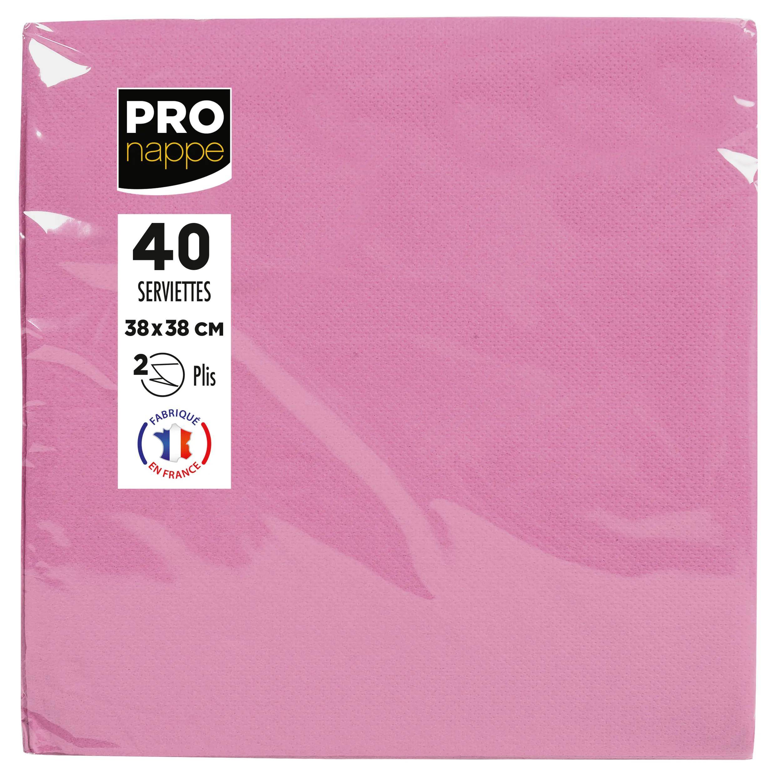 Ein Paket rosafarbener Servietten mit der Aufschrift „Pro Nappe