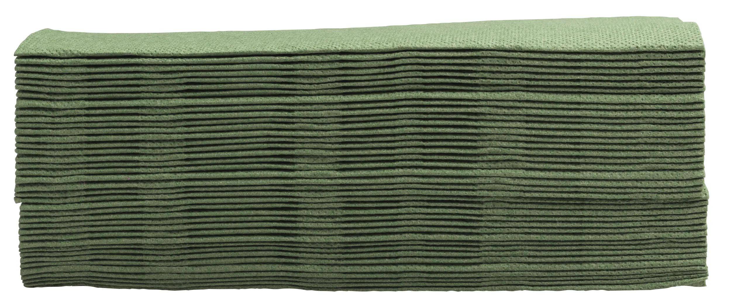 Ein Stapel von 400 gelben Servietten mit Verpackung, die mit „Elfenbein