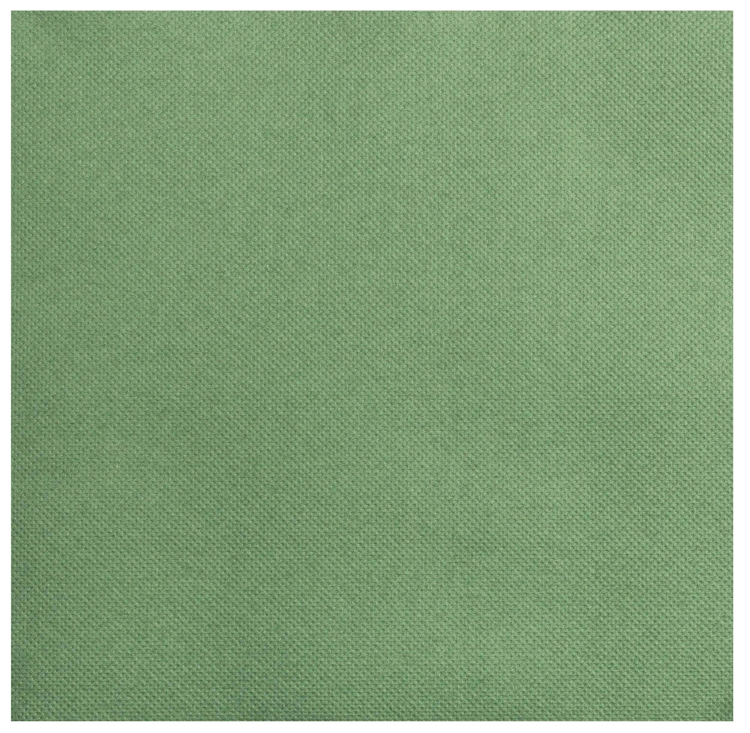 Ein quadratisches, durchgehend grünes Textil mit einem subtilen strukturierten Muster.