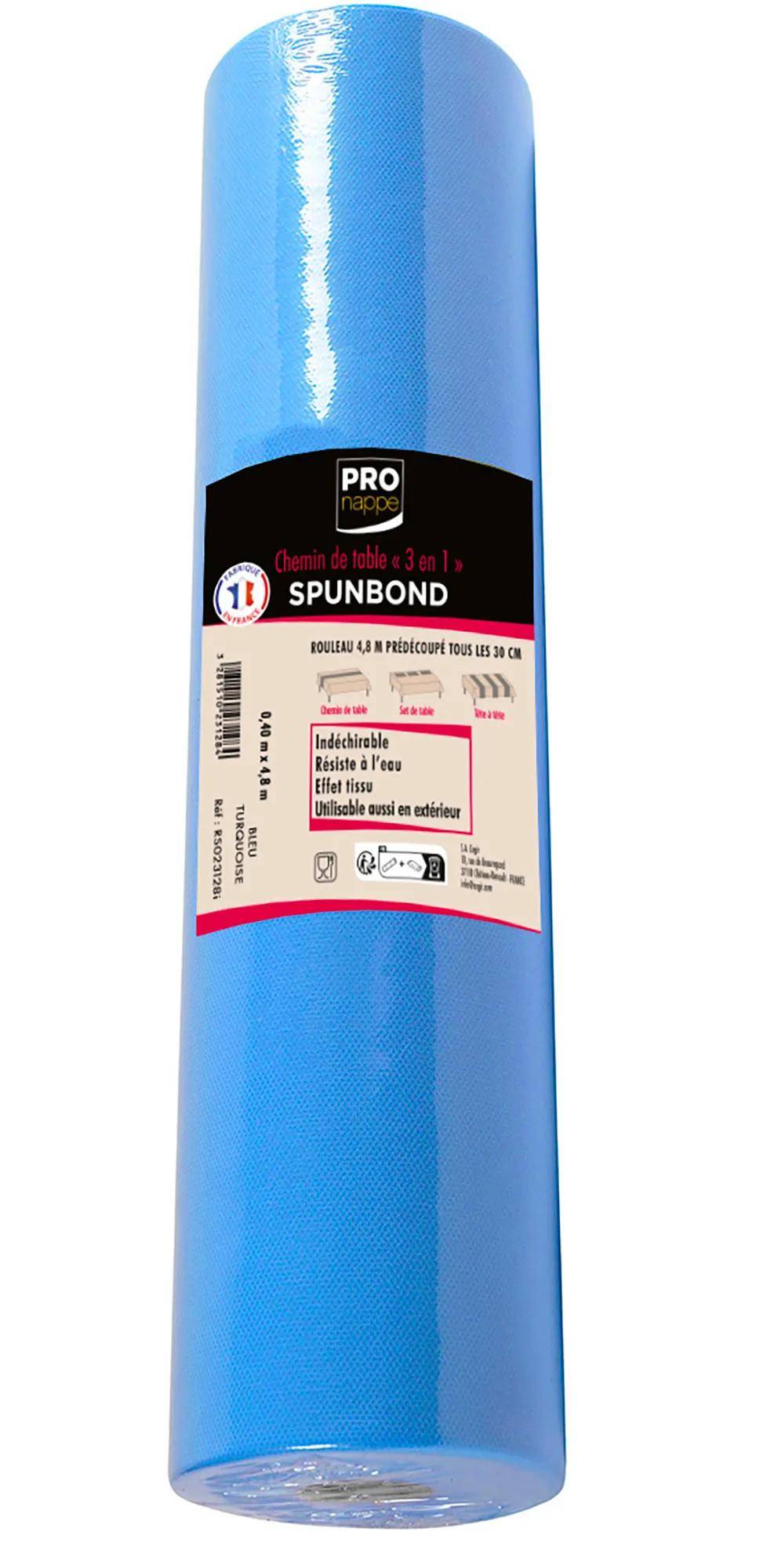 Eine blaue Rolle mit der Bezeichnung „PRONAPPE Chemin de table 3 en 1 Spunbond