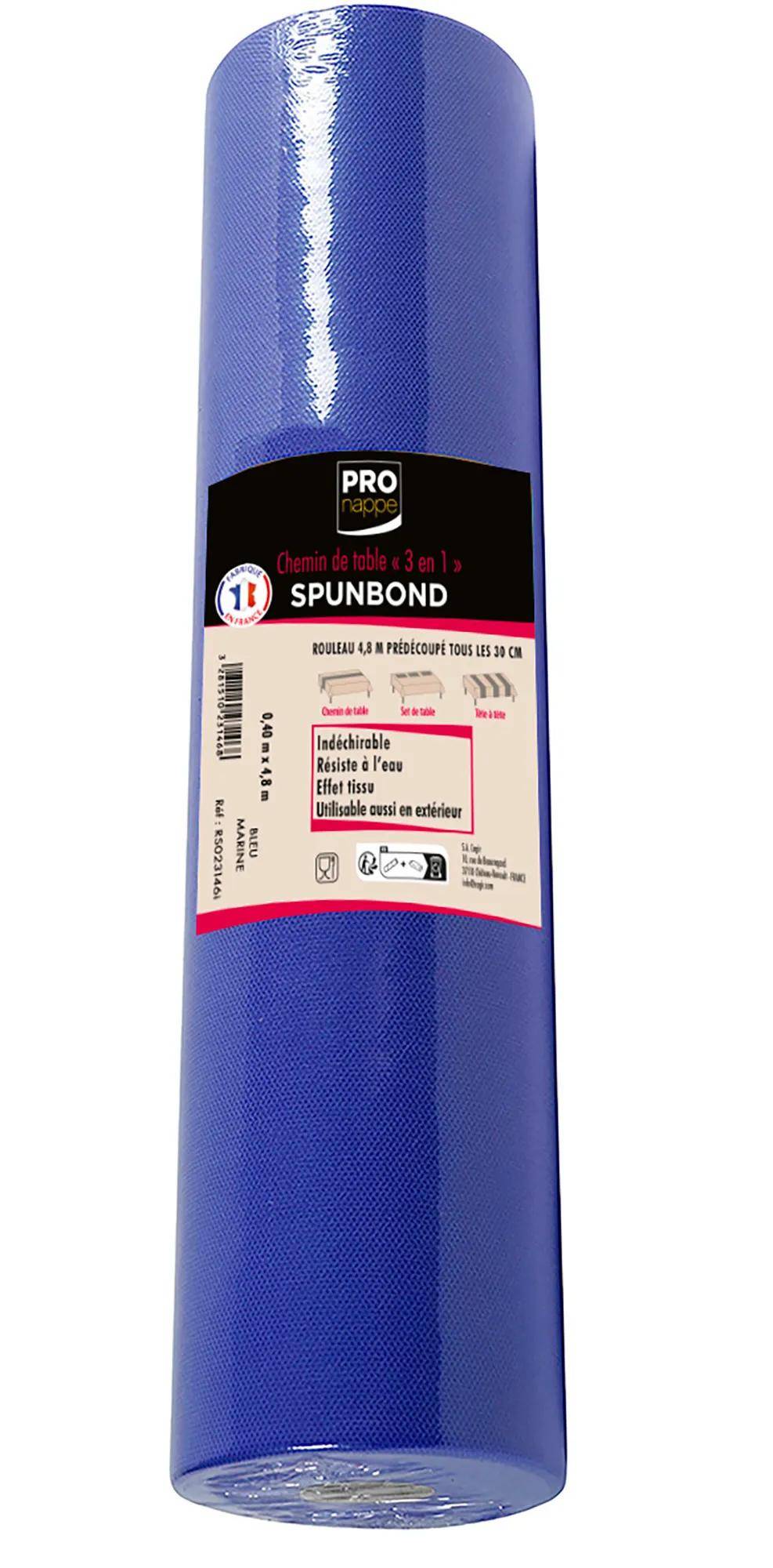 Violette Einwegtischläufer-Rolle mit Etikett „Pro Nappe Spunbond