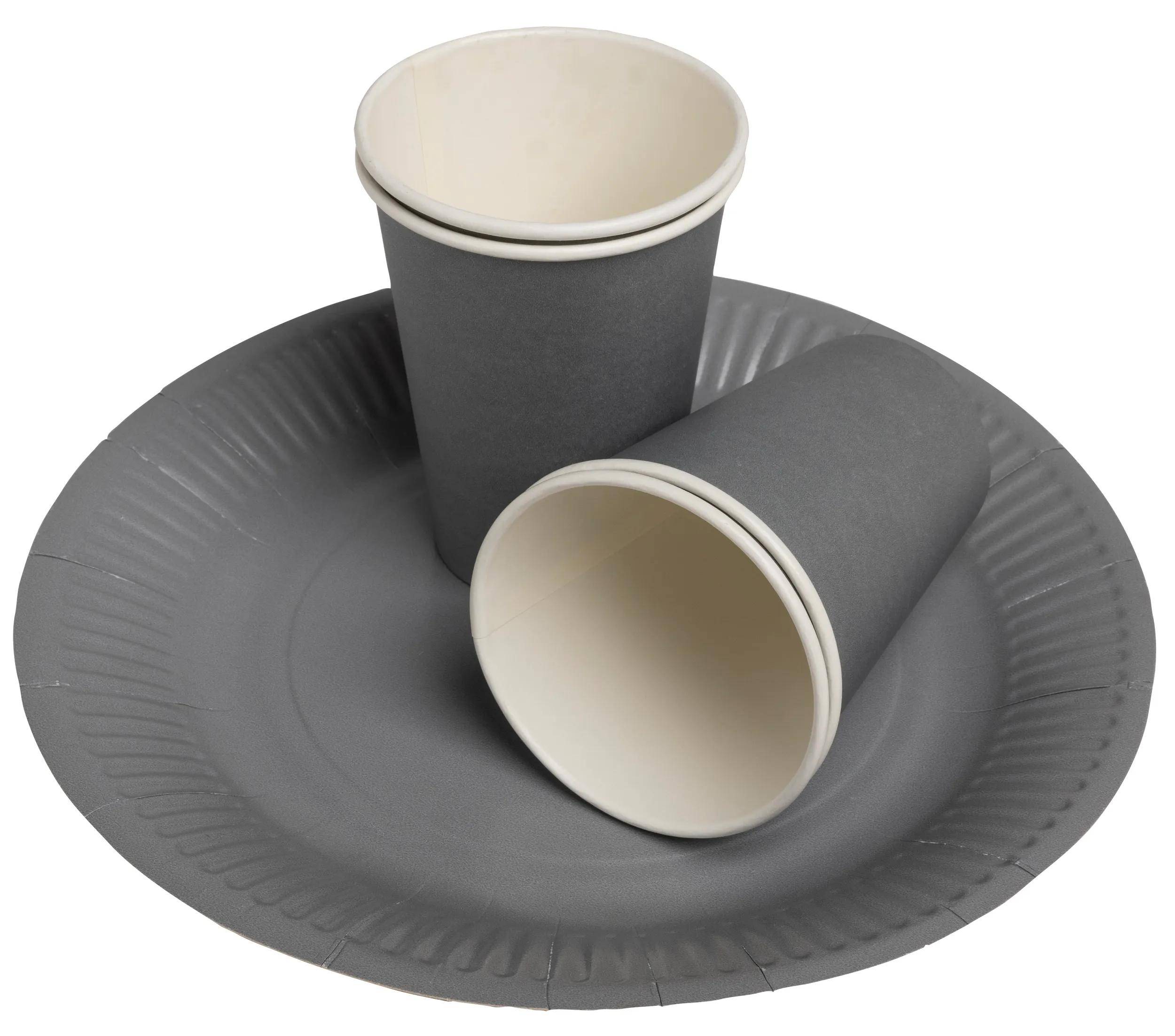 Pronappe 20x 15 Pappbecher, 20 cl, Ø 7 cm, plastikfrei - Grau 89118I