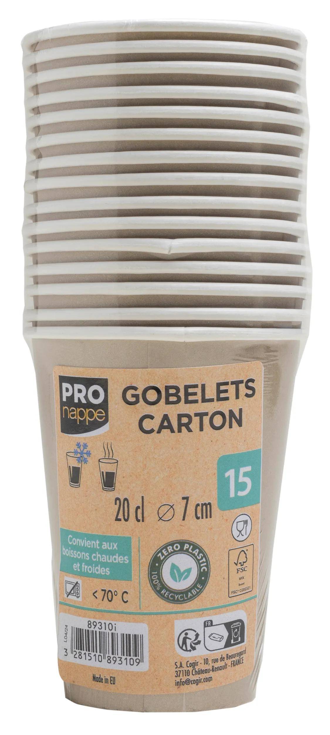 Pronappe 20x 15 Pappbecher, 20 cl, Ø 7 cm, plastikfrei - Gold 89310I