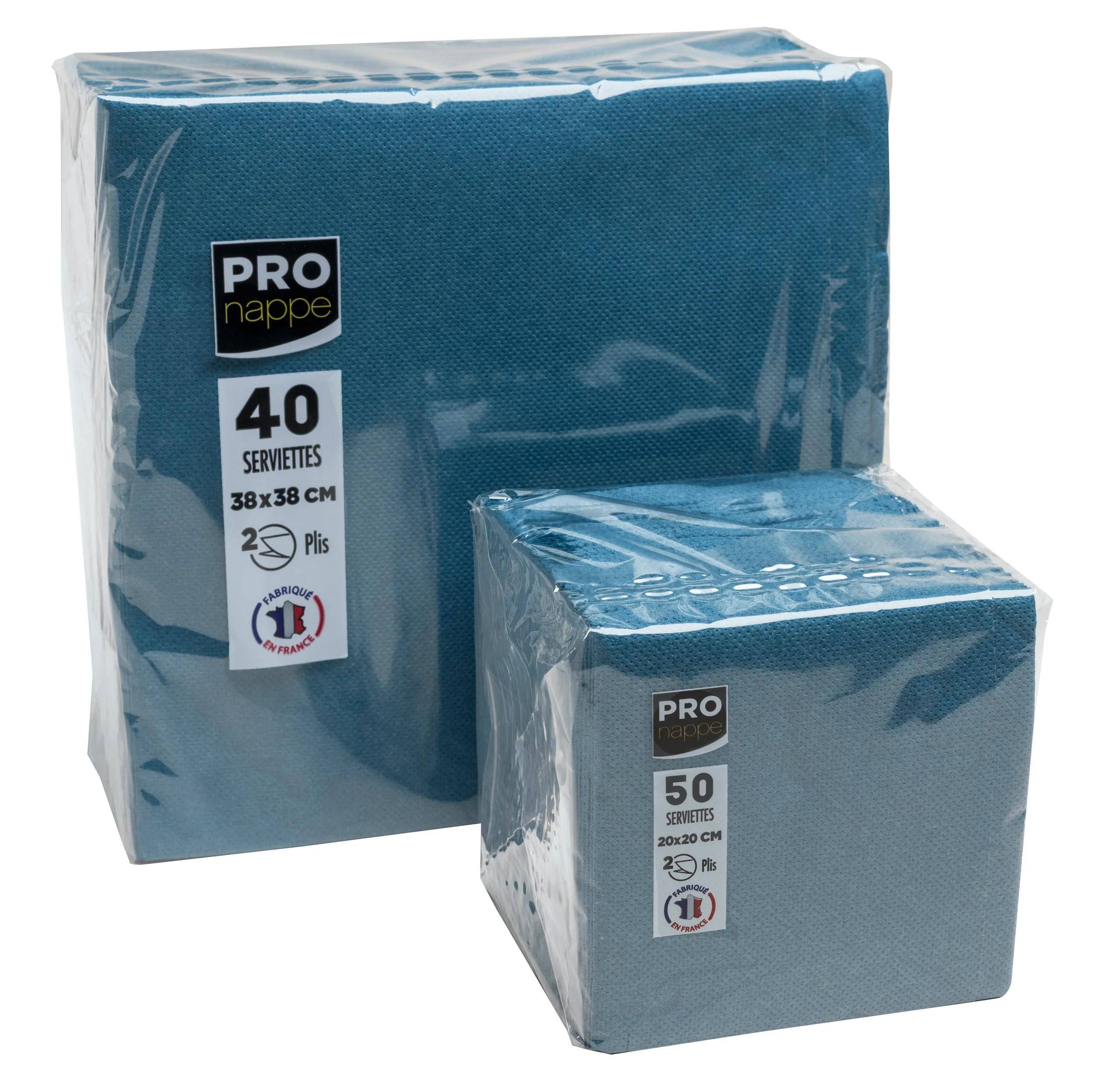 Pronappe 16x Pack 50 Cocktail-Servietten 2-lagig 20x20cm Pazifikblau SV622004I