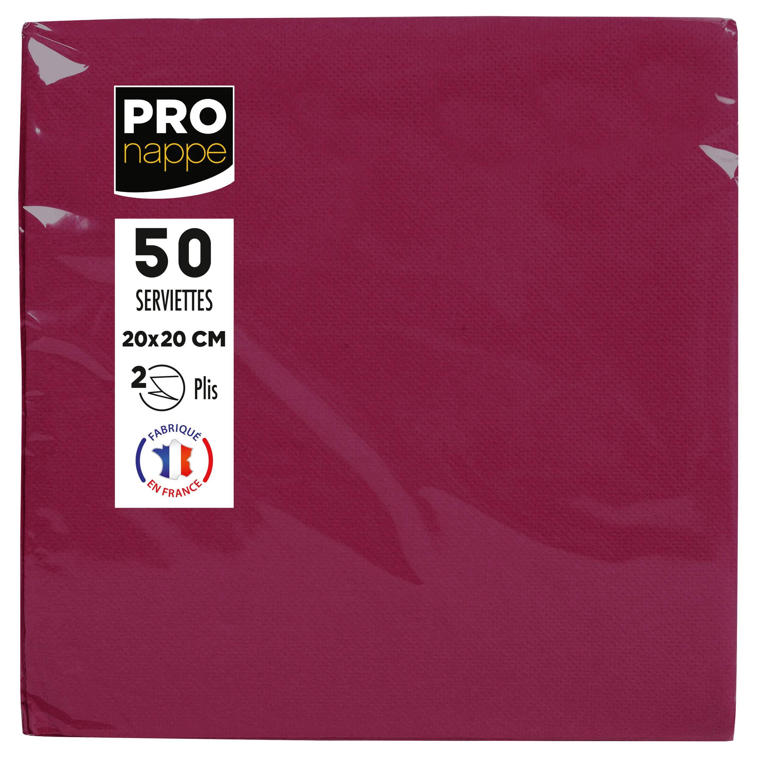 Pronappe 16x Pack 50 Cocktail-Servietten 2-lagig 20x20cm Bordeauxrot SV622008I