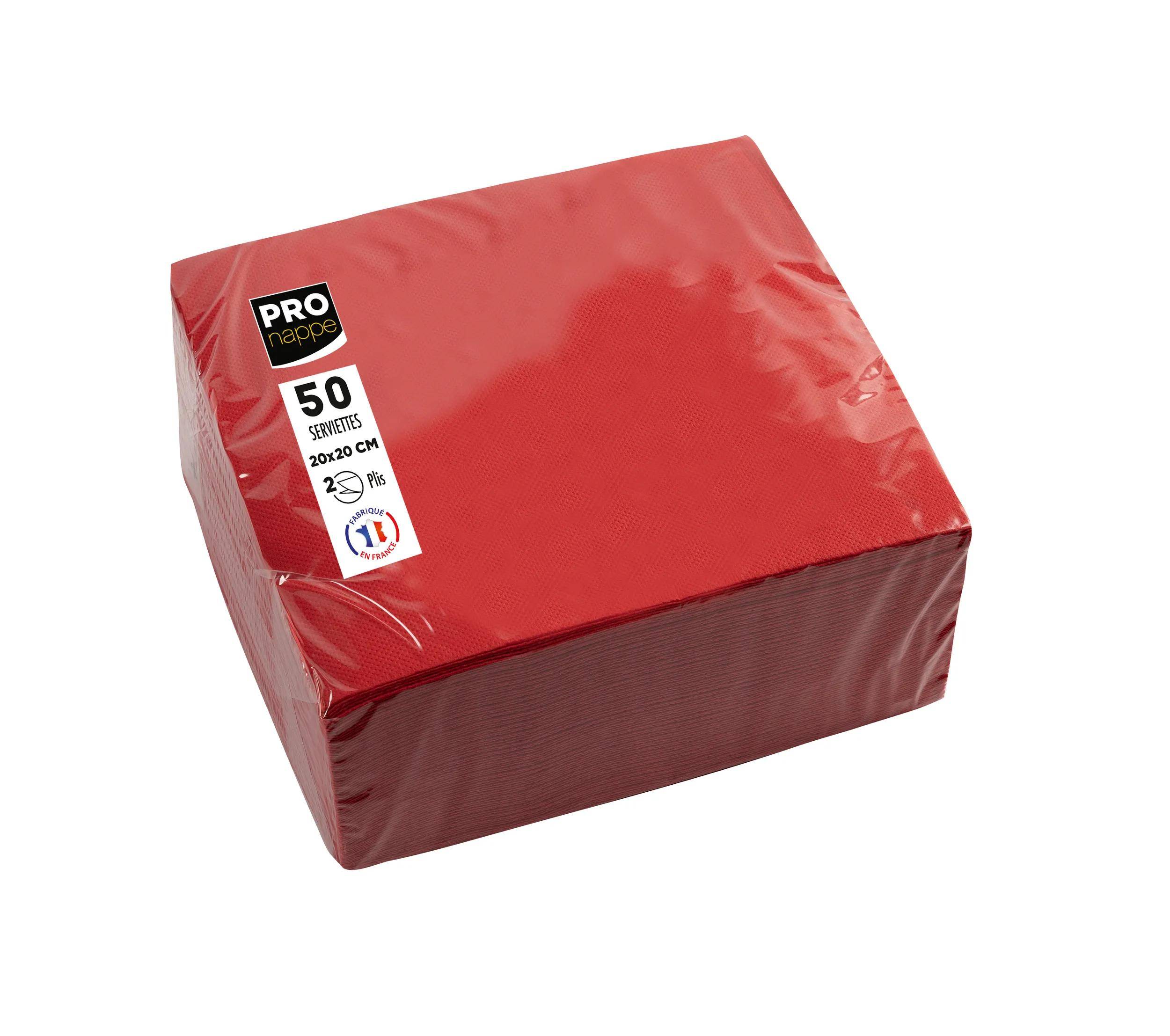 Pronappe 16x Pack 50 Cocktail-Servietten Tissue, 2-lagig 20x20cm Rot SV622009I