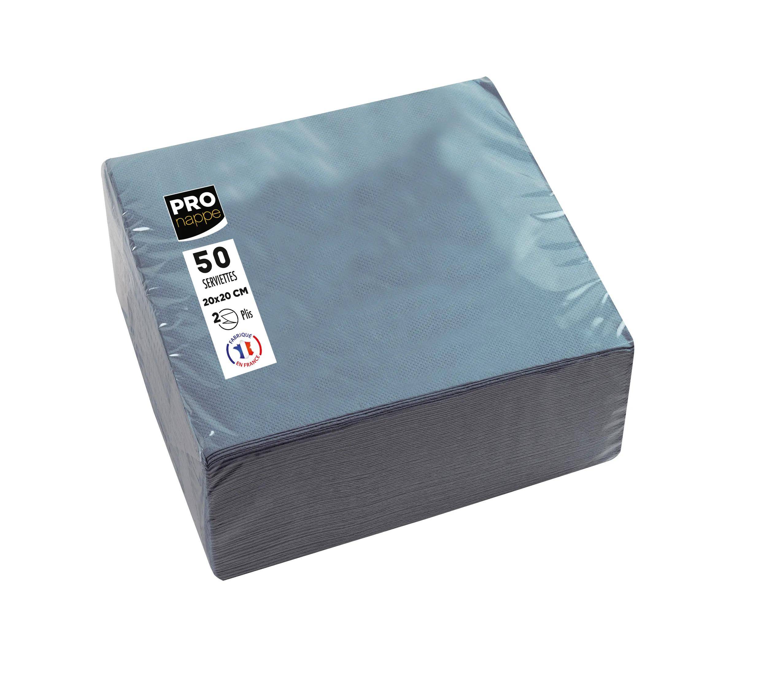 Pronappe 16x Pack 50 Cocktail-Servietten Tissue, 2-lagig 20x20cm Grau SV622030I