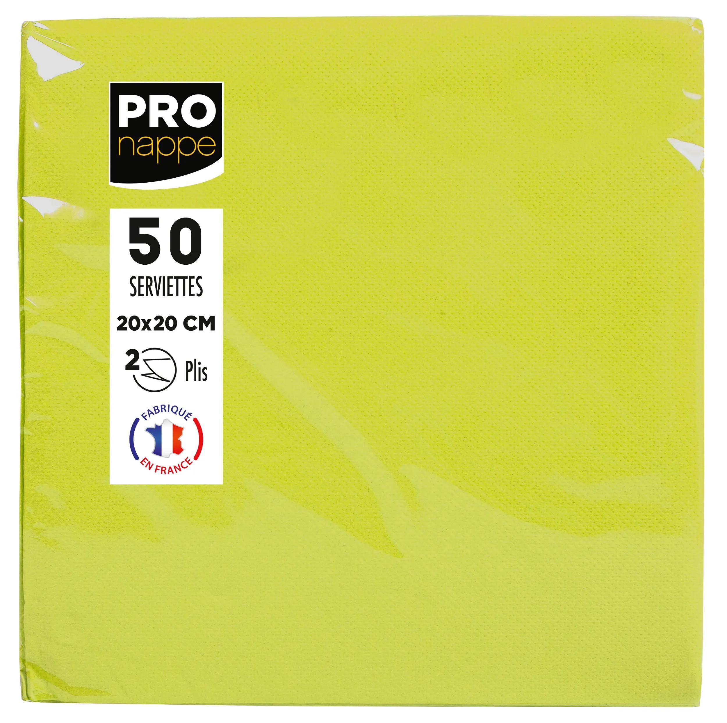 Eine gelbe Serviettenpakete mit der Aufschrift „PRO nappe
