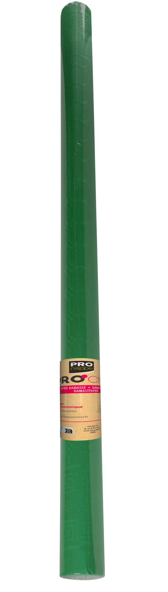 Eine Rolle grüne Tischdecke mit der Bezeichnung 