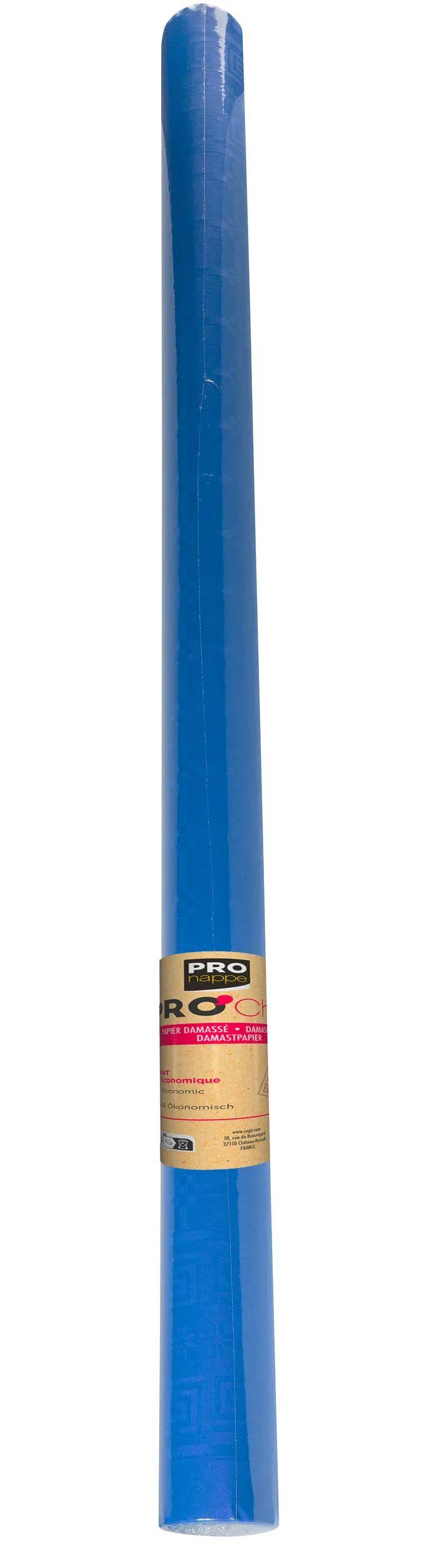 Eine Rolle blaue Tischdecke mit der Bezeichnung „PRO nappe