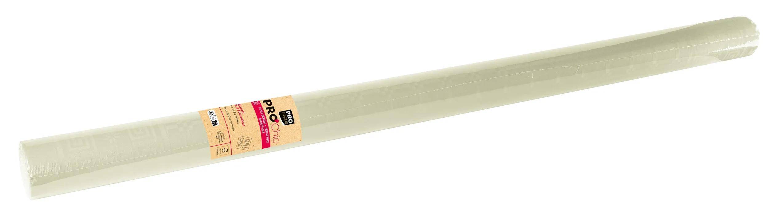 Eine Rolle beige Klebeband-Vinyl mit einem Etikett, das anzeigt, dass es sich um ein professionelles Produkt handelt.