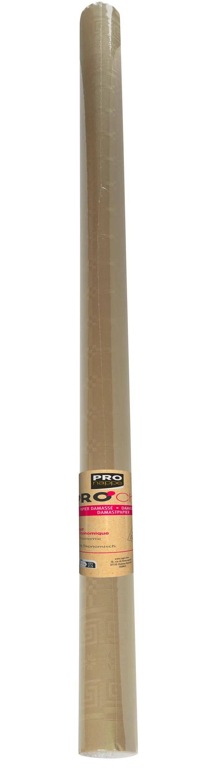 Eine Rolle beige Tischdecke mit der Aufschrift „PRO nappe