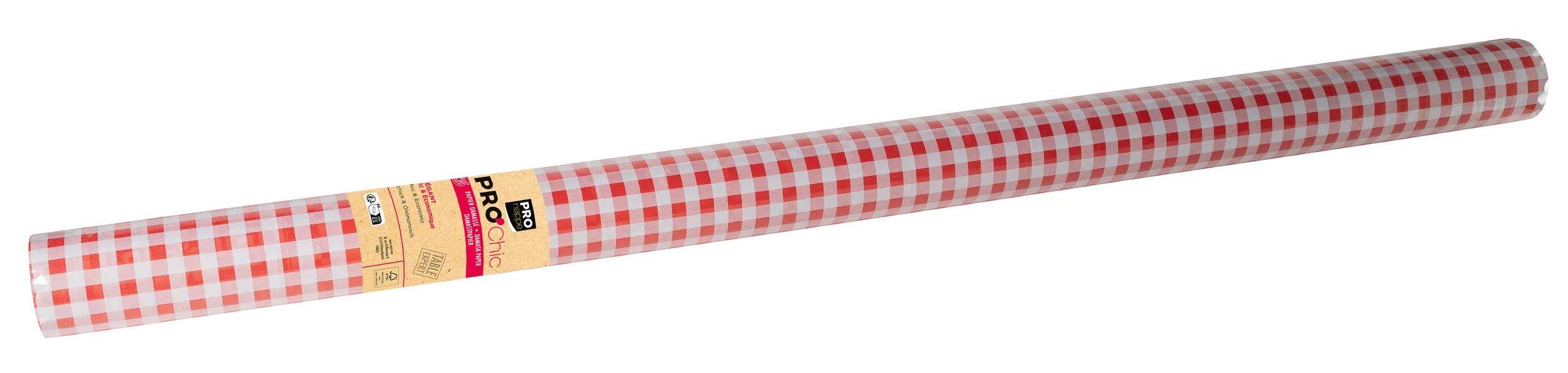 Pronappe 6x Papiertischdecke auf Rolle 1,18x25m Vichy Rot R482570I