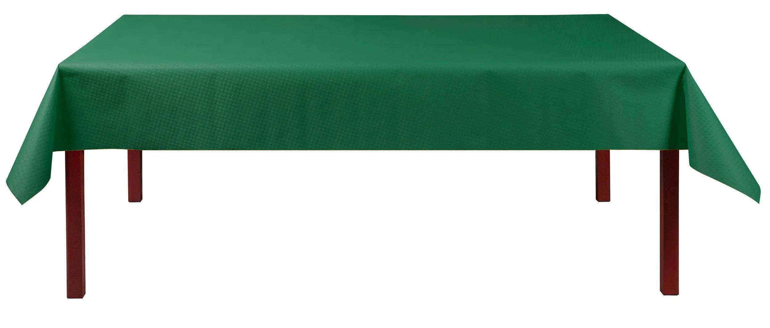 Ein grünes strukturiertes Gewebe, wahrscheinlich eine Tischdecke oder ein Material, in horizontaler Ausrichtung mit einem einfachen Gittermuster dargestellt.