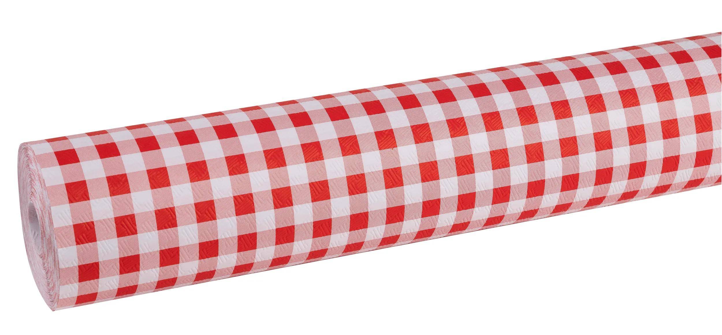 Pronappe 9x Tischdecke Rolle, Papier, Leineneffekt 1,18x20m Vichy Rot R802070I