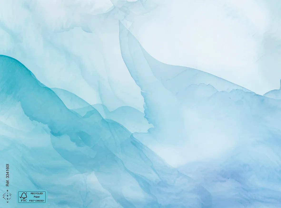 Ein weiches, abstraktes Hintergrundbild mit fließenden Wellen in Blau- und Weißtönen, das einen beruhigenden und friedlichen visuellen Effekt erzeugt.