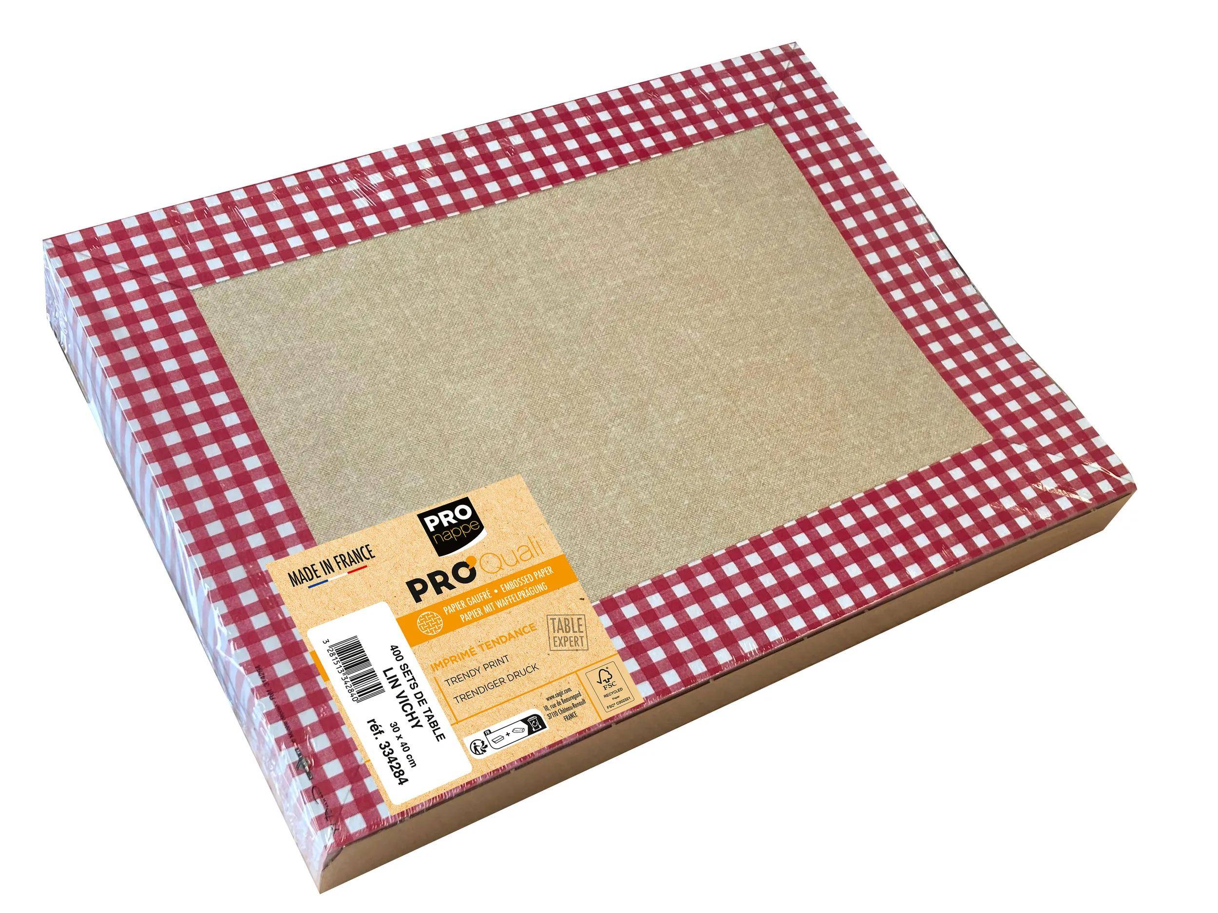 Pronappe Schachtel 400 Dekor-Tischsets, RC 80g, 30x40cm Vichy Leinen 334284I