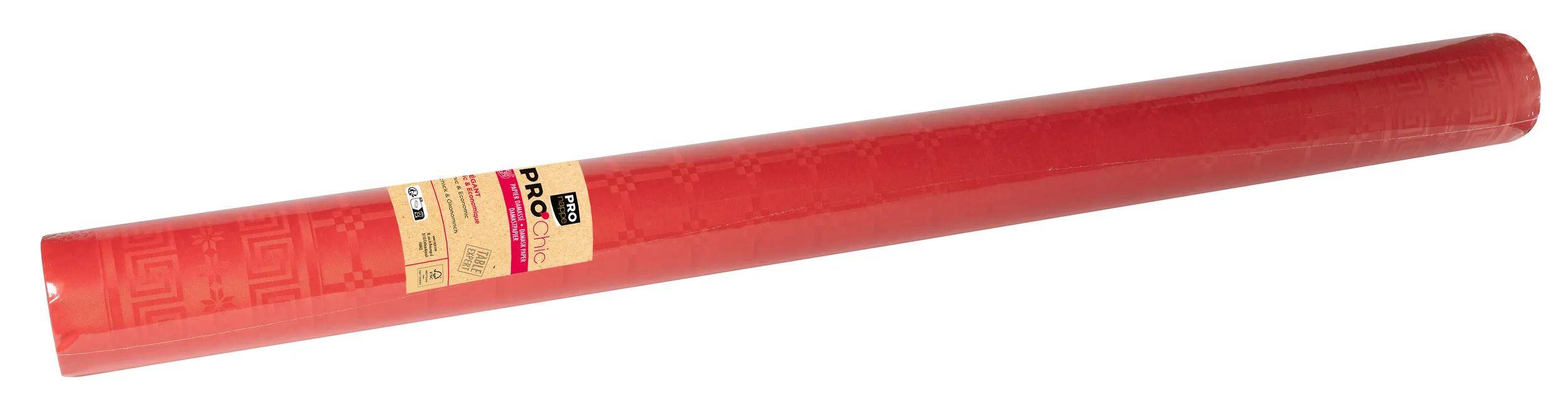 Pronappe 4x Papiertischdecke auf Rolle mit Damastprägung 50x1,18m Rot R485021I