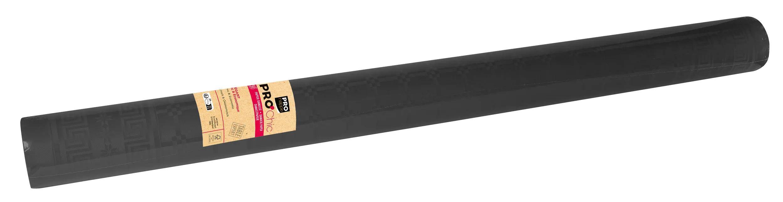 Pronappe 4x Papiertischdecke auf Rolle Damastprägung 50x1,18m Schwarz R485034I