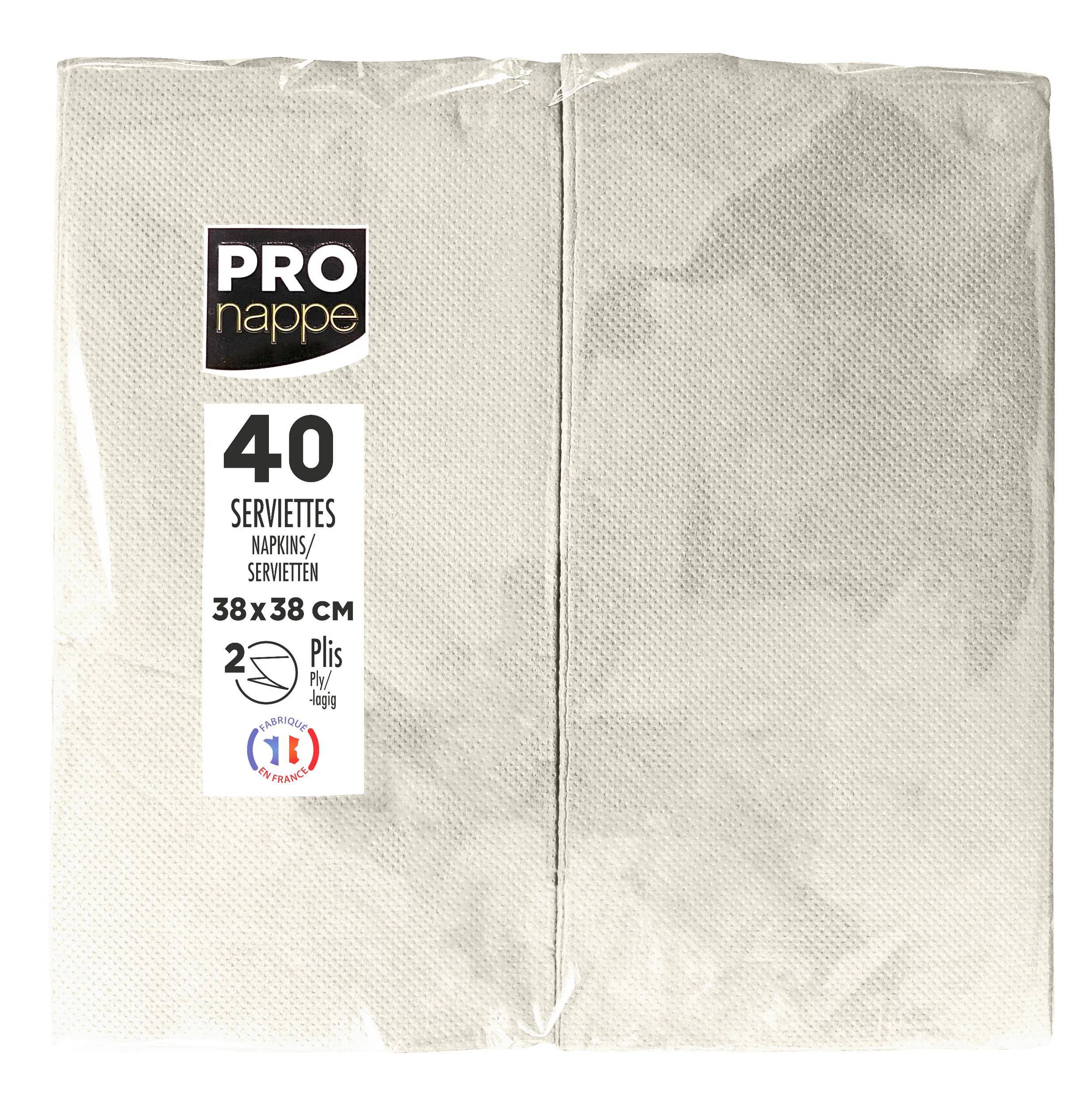 Pronappe 30x Tissue-Servietten, Pack 40 St 1/8 Falz 38x38cm Elfenbein SV623902I