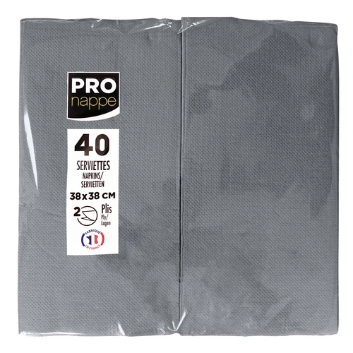 Pronappe 30x Tissue-Servietten, Pack 40 St 1/8 Falz, 38x38cm Grau SV623930I Pronappe 30x Tissue-Servietten, Pack 40 St 1/8 Falz, 38x38cm Grau SV623930I