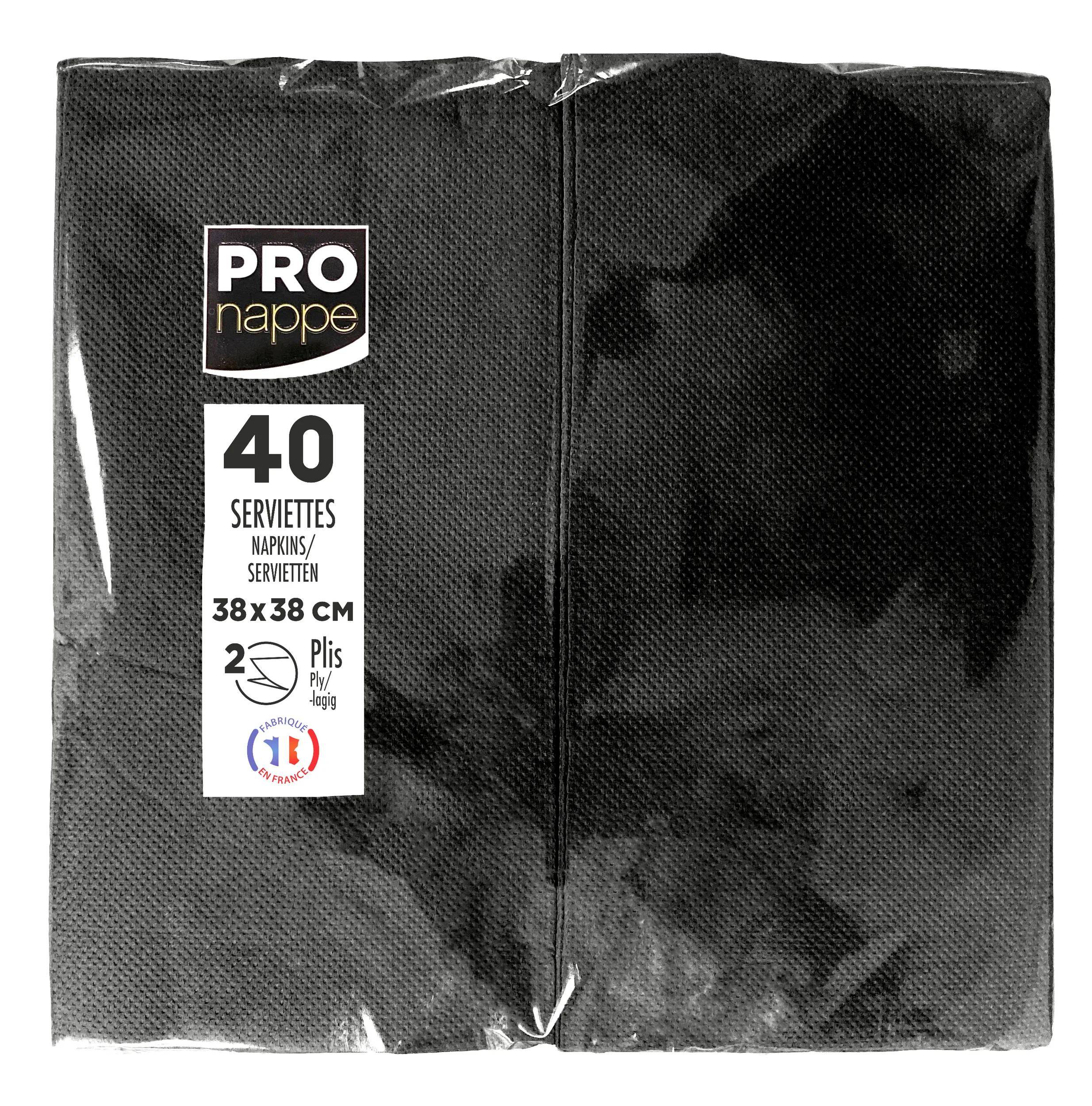 Pronappe 30x Tissue-Servietten, Pack 40 St 1/8 Falz, 38x38cm Schwarz SV623981I