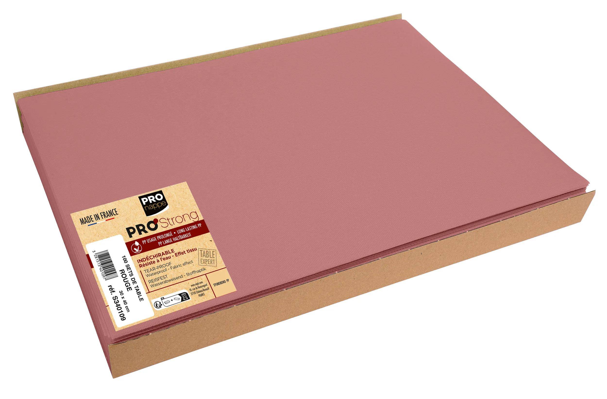 Ein Stapel PROStrong rosa Zeichenpapierblätter mit einer beschrifteten Kartonrückseite, die hochwertige, lichtechtmaterial anzeigt.